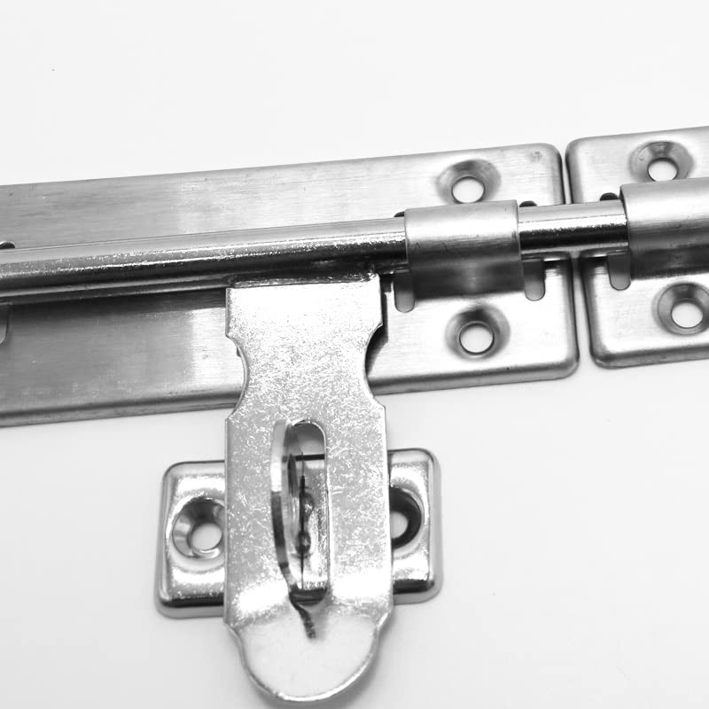 5-Inch Stainless Steel Barrel Bolt Latch with Padlock Clasp