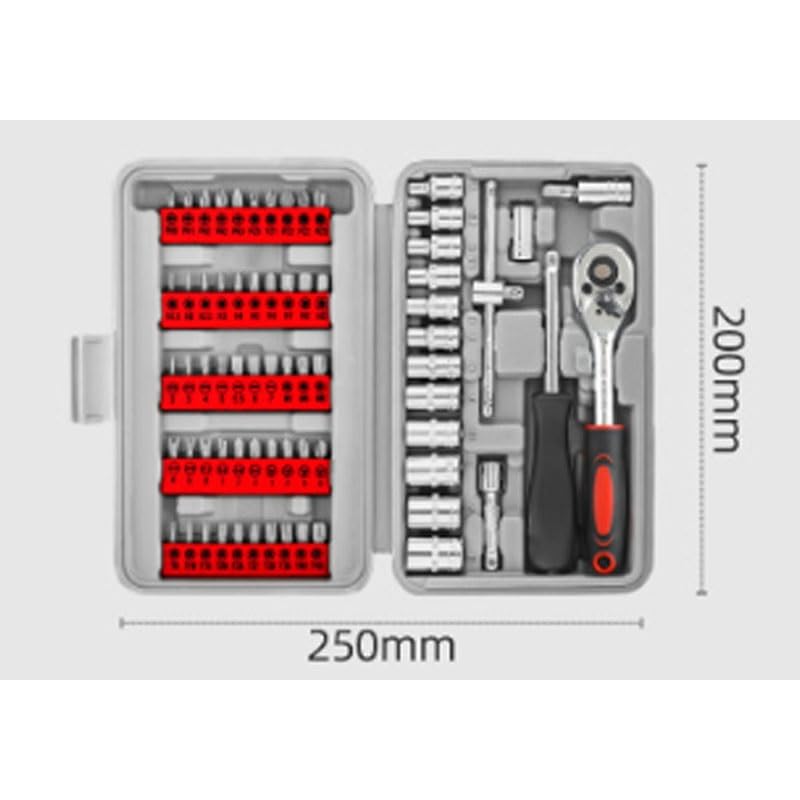 61 Pieces of Quick Socket Wrenches Screwdrivers Hex Keys Auto Repair Tools Tool Kit