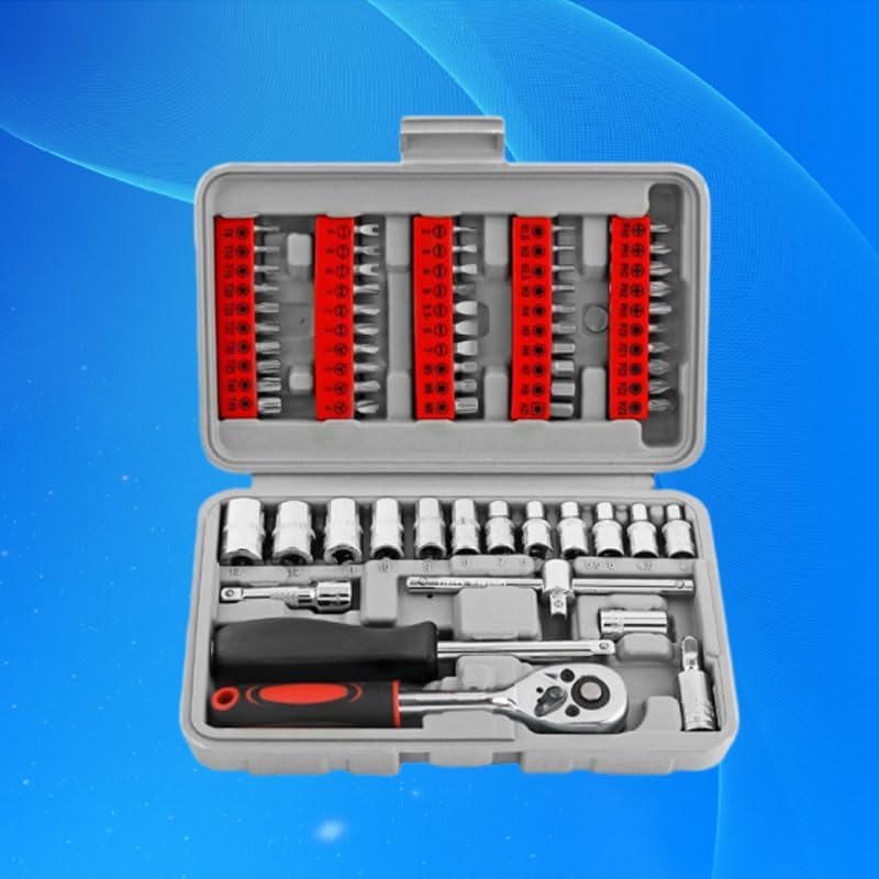 61 Pieces of Quick Socket Wrenches Screwdrivers Hex Keys Auto Repair Tools Tool Kit