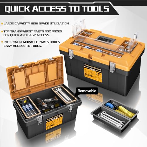 4-in-1 Lockable Tool Box Set with 8 Removable Organizers 15–21 Inch