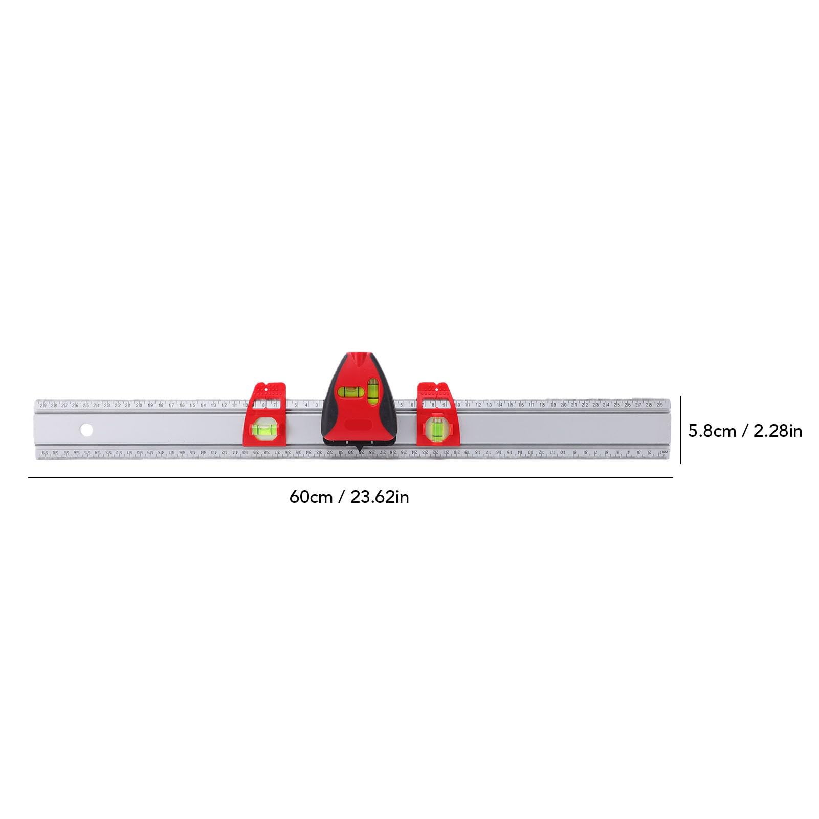 Aluminum Level Ruler with Bubble Level 60cm