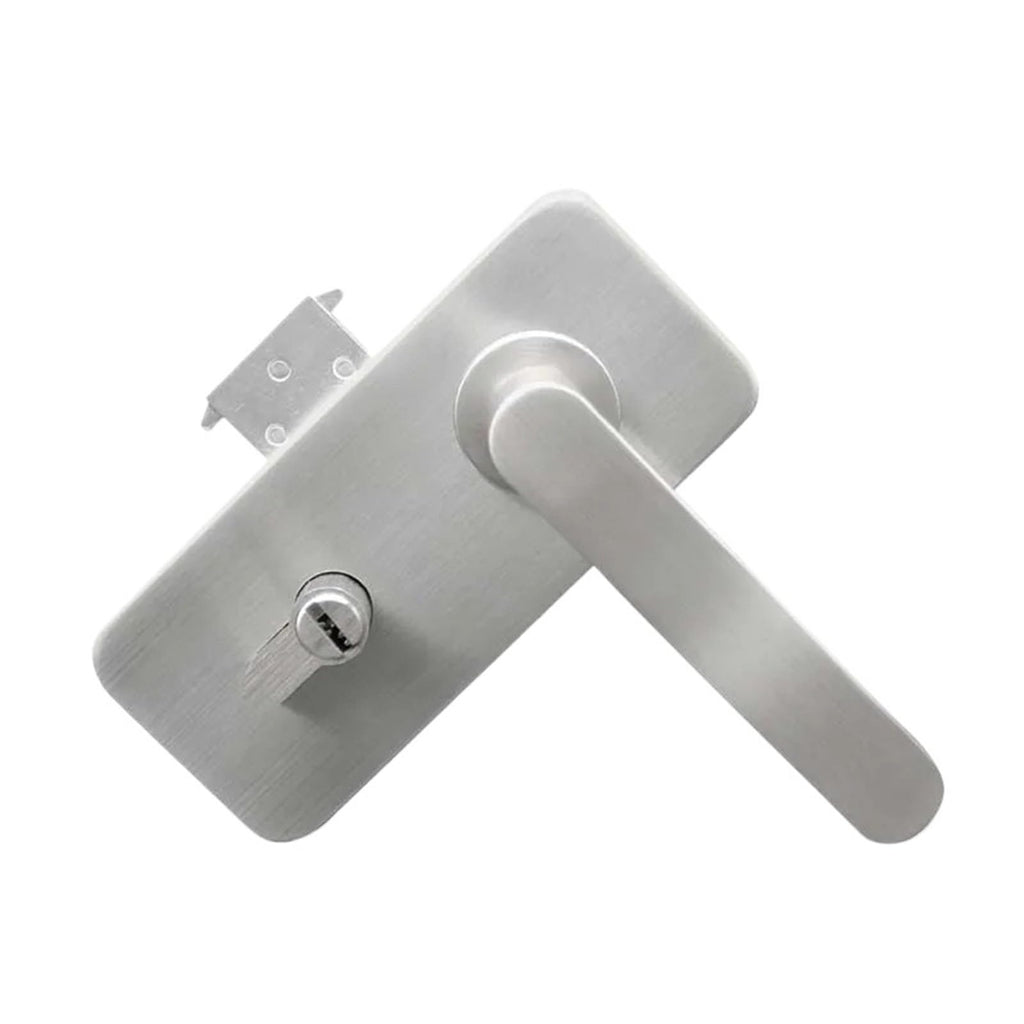 Stainless Steel Glass Door Lock with Sliding Handle for Single & Double Doors