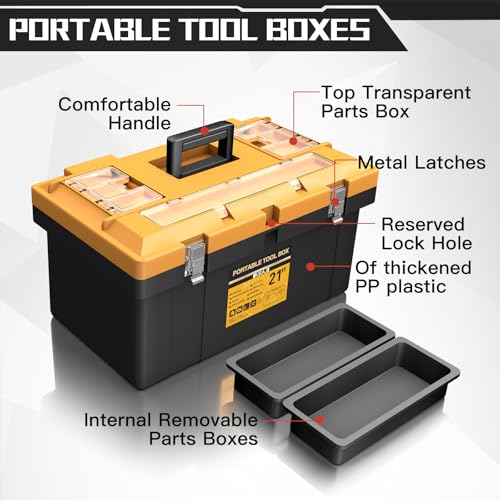 4-in-1 Lockable Tool Box Set with 8 Removable Organizers 15–21 Inch