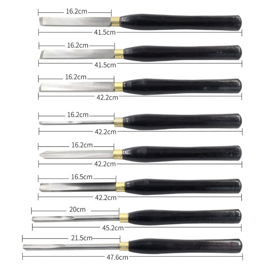 8-Piece Wood Turning Chisel Set with Wooden Storage Case