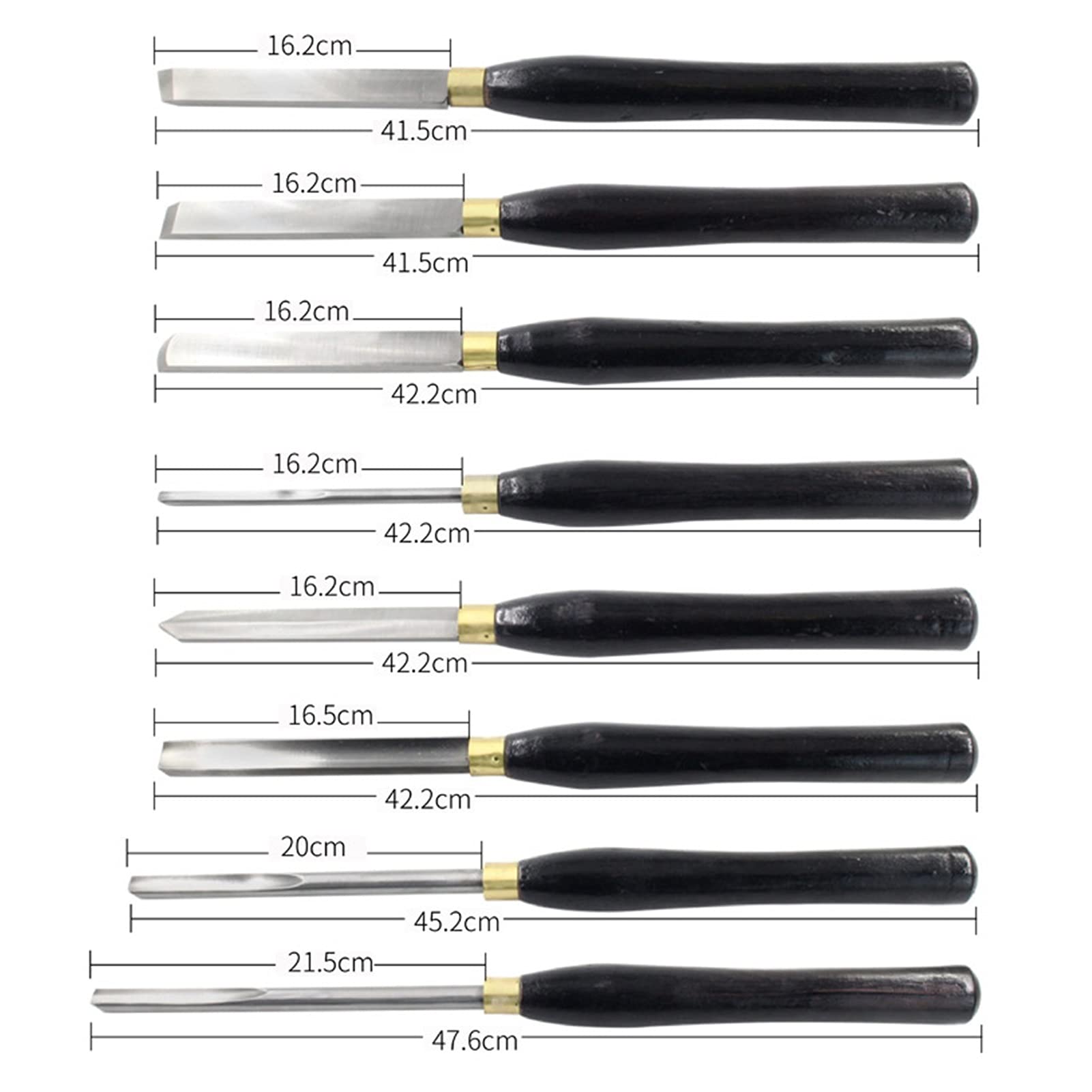 8-Piece Wood Turning Chisel Set with Wooden Storage Case