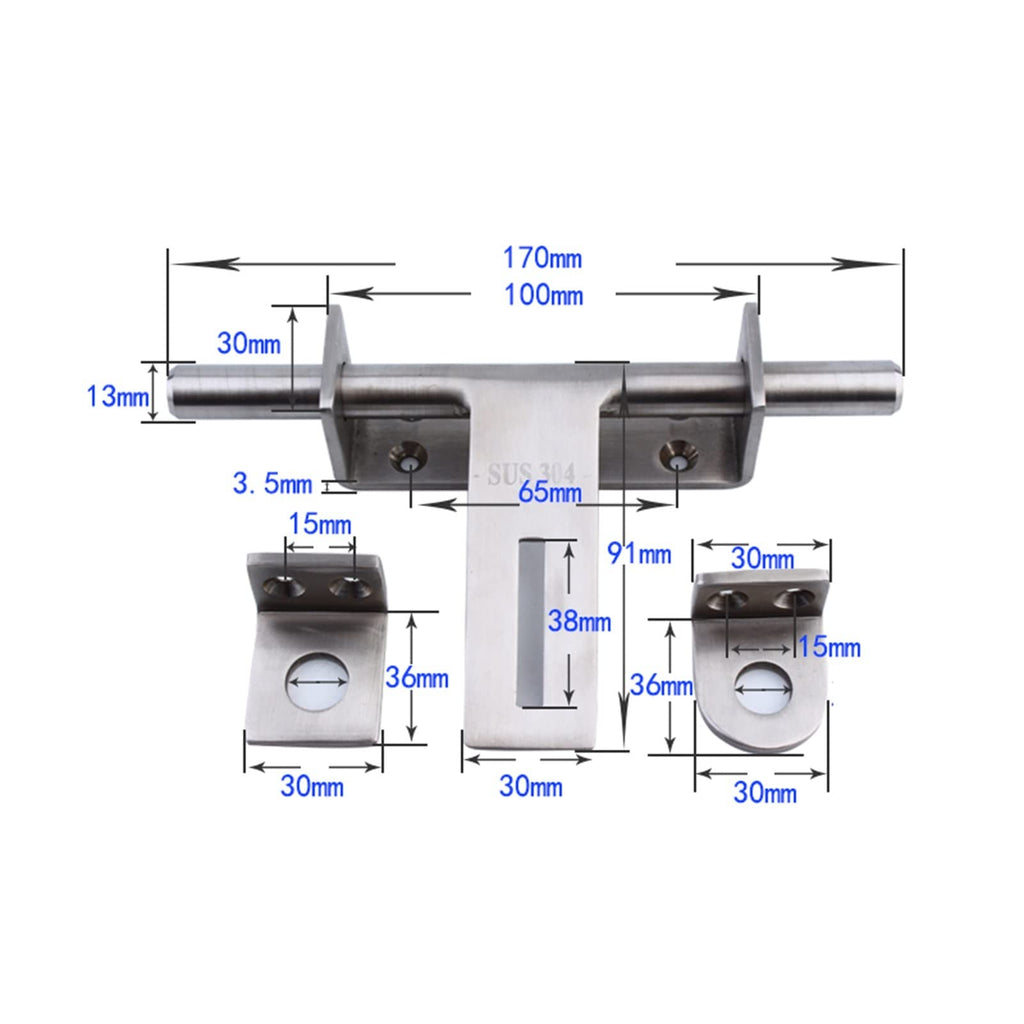 Stainless Steel Sliding Bolt Door Latch for Left & Right Doors and Windows