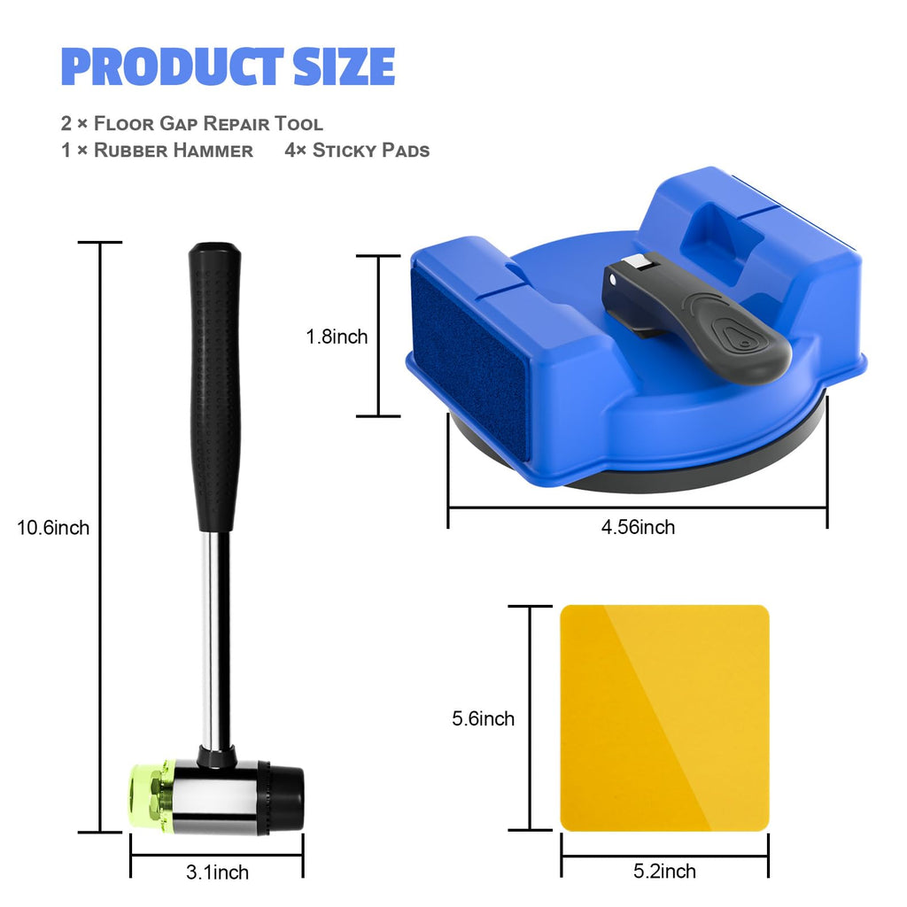 2-Pack Floor Gap Fixer Tool with Heavy Duty Suction Cups for Hardwood, Laminate & LVP Flooring