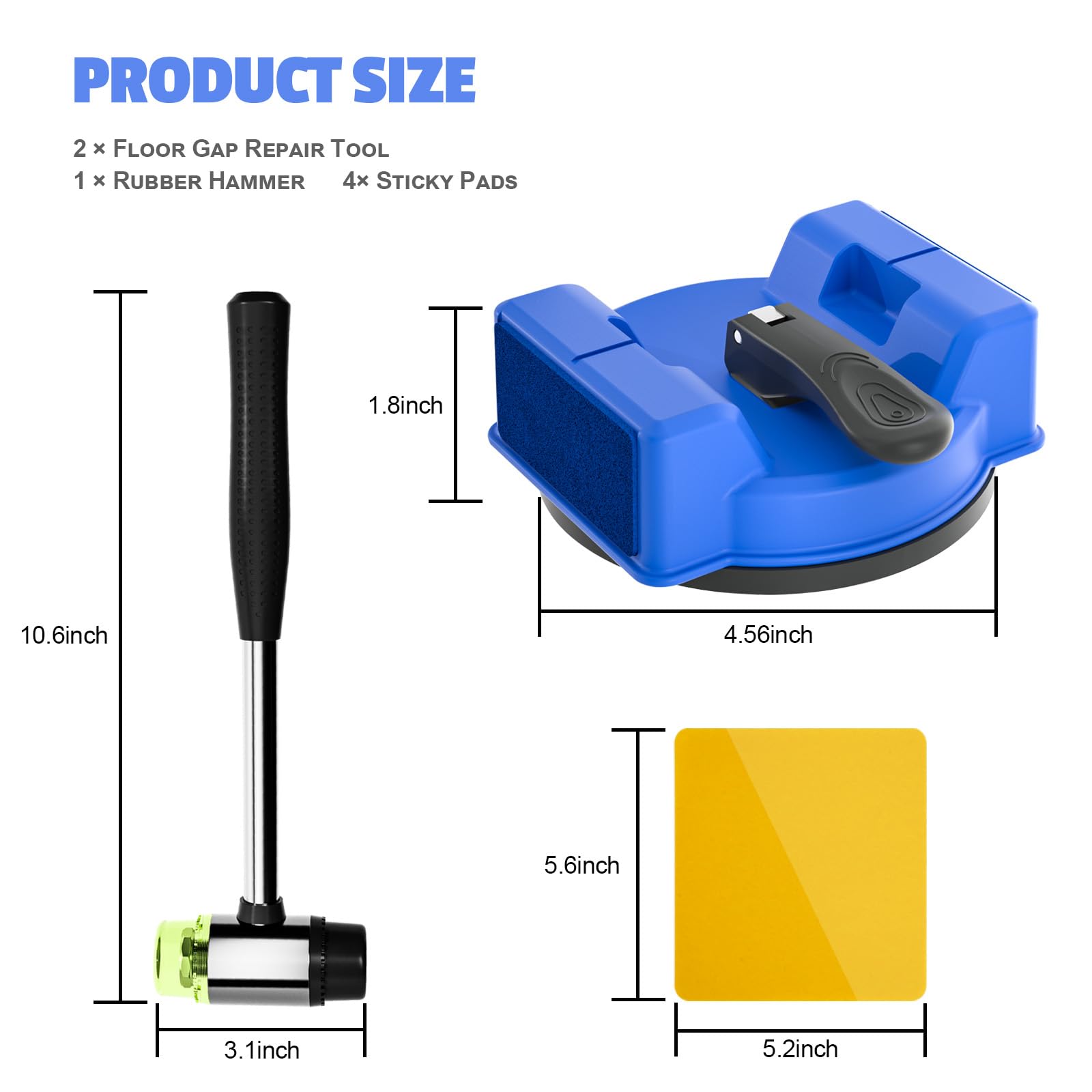 2-Pack Floor Gap Fixer Tool with Heavy Duty Suction Cups for Hardwood, Laminate & LVP Flooring