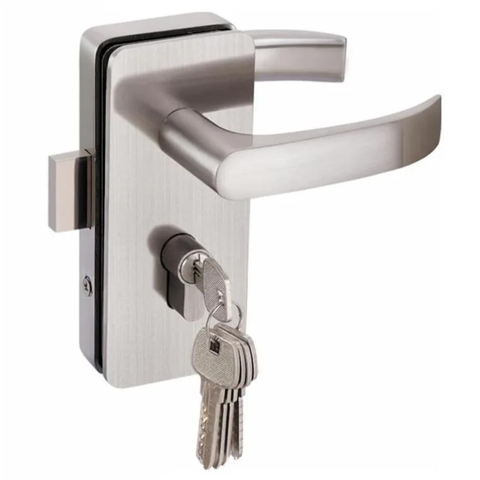 Stainless Steel Glass Door Lock with Sliding Handle for Single & Double Doors