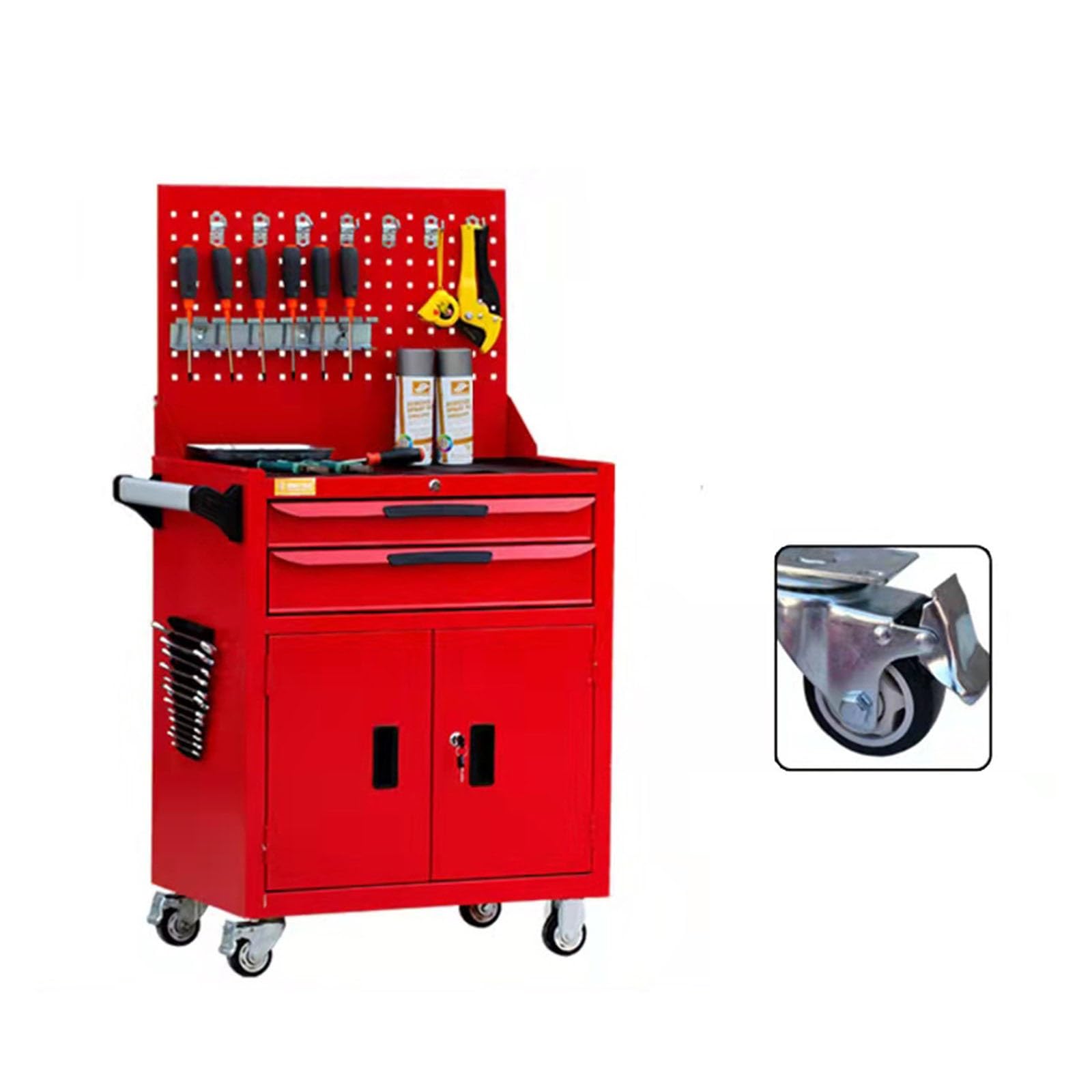 Portable Rolling Tool Chest with Drawer and High-Capacity Steel Storage Cabinet