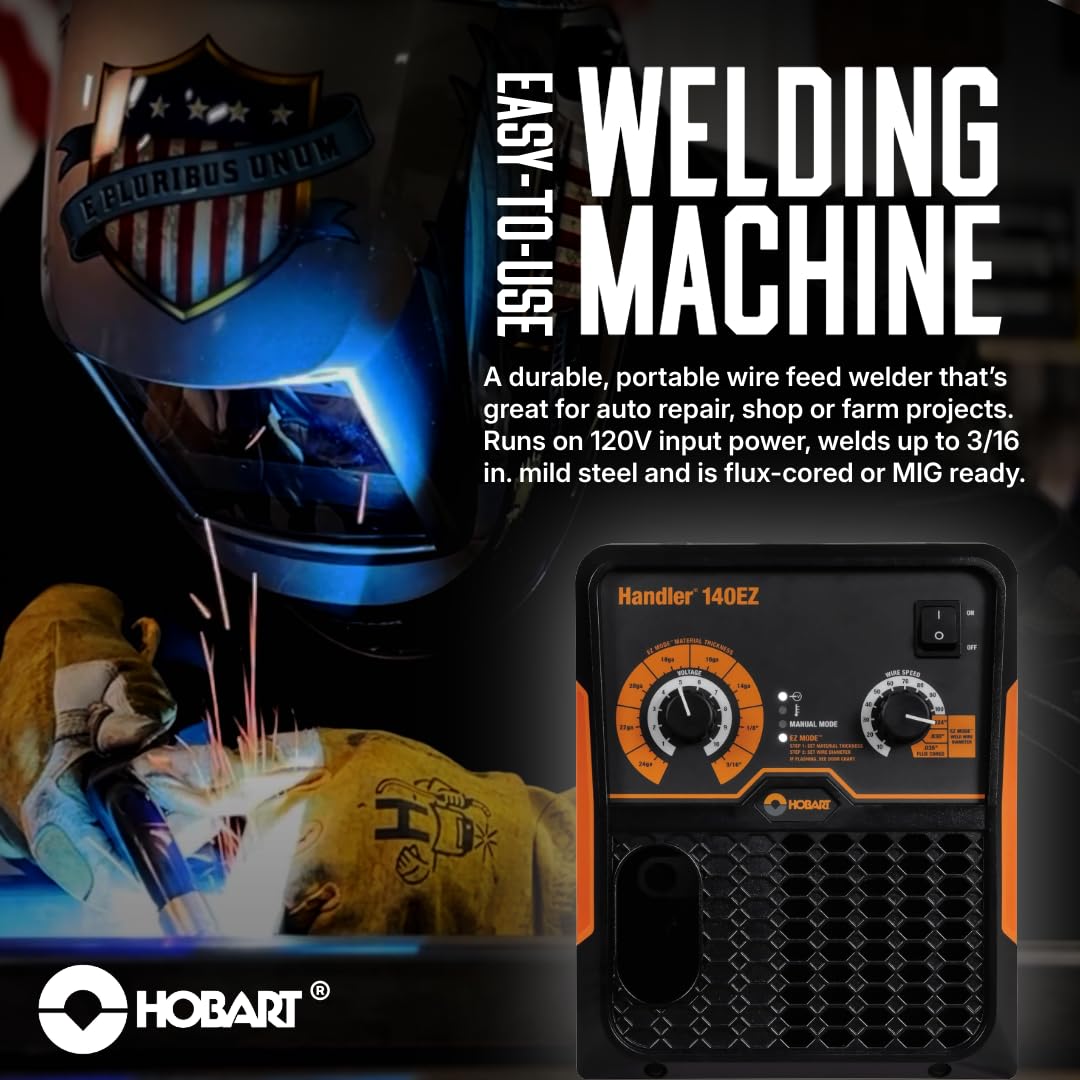 Hobart Handler 140EZ MIG Welder 120V, 30-140A, Flux-Core, Spool Gun Ready
