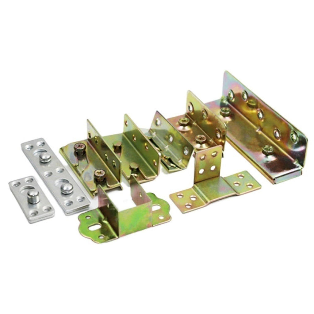 4-Pair Metal Bed Rail Brackets with Wood Board Connectors for Bed Frame Assembly