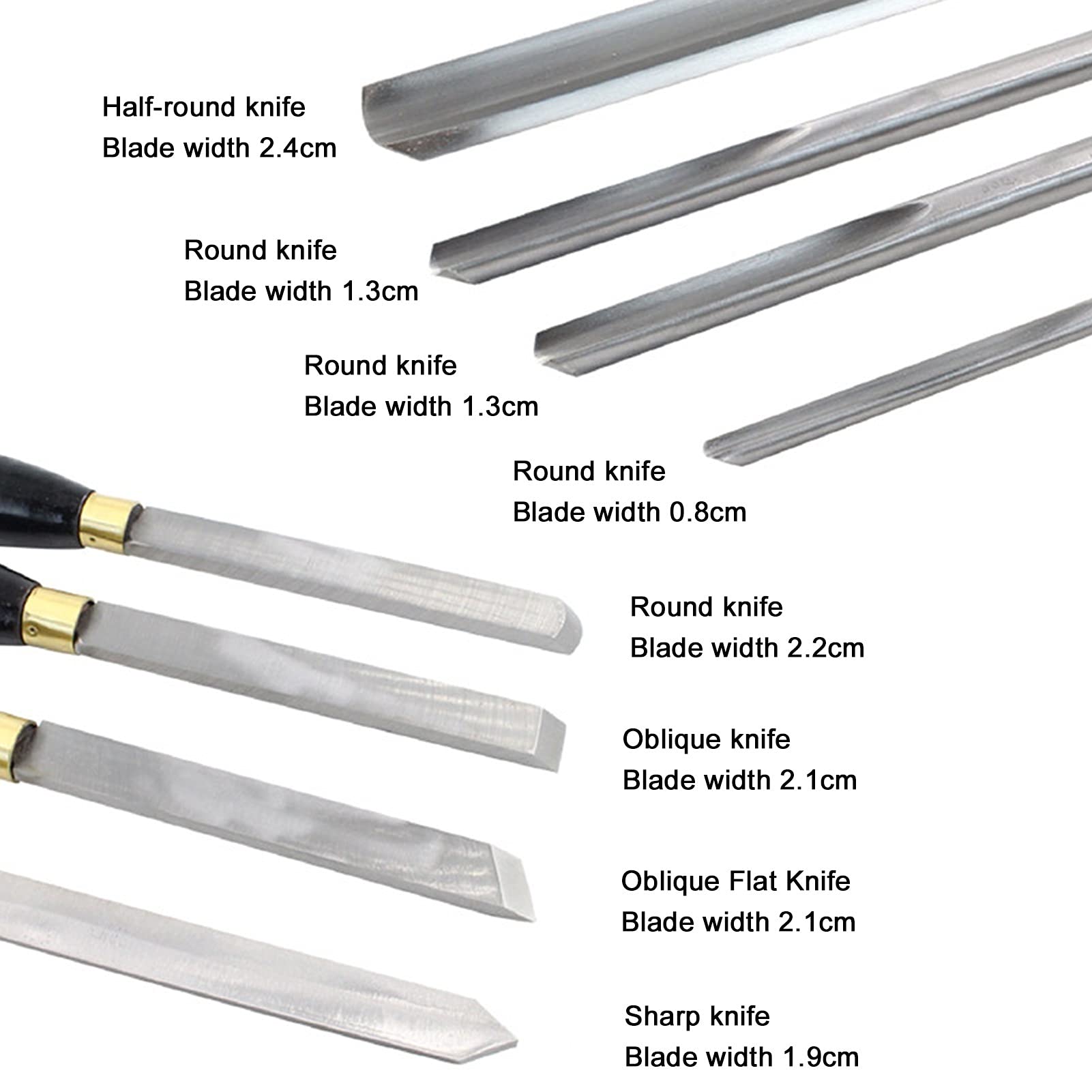 8-Piece Wood Turning Chisel Set with Wooden Storage Case