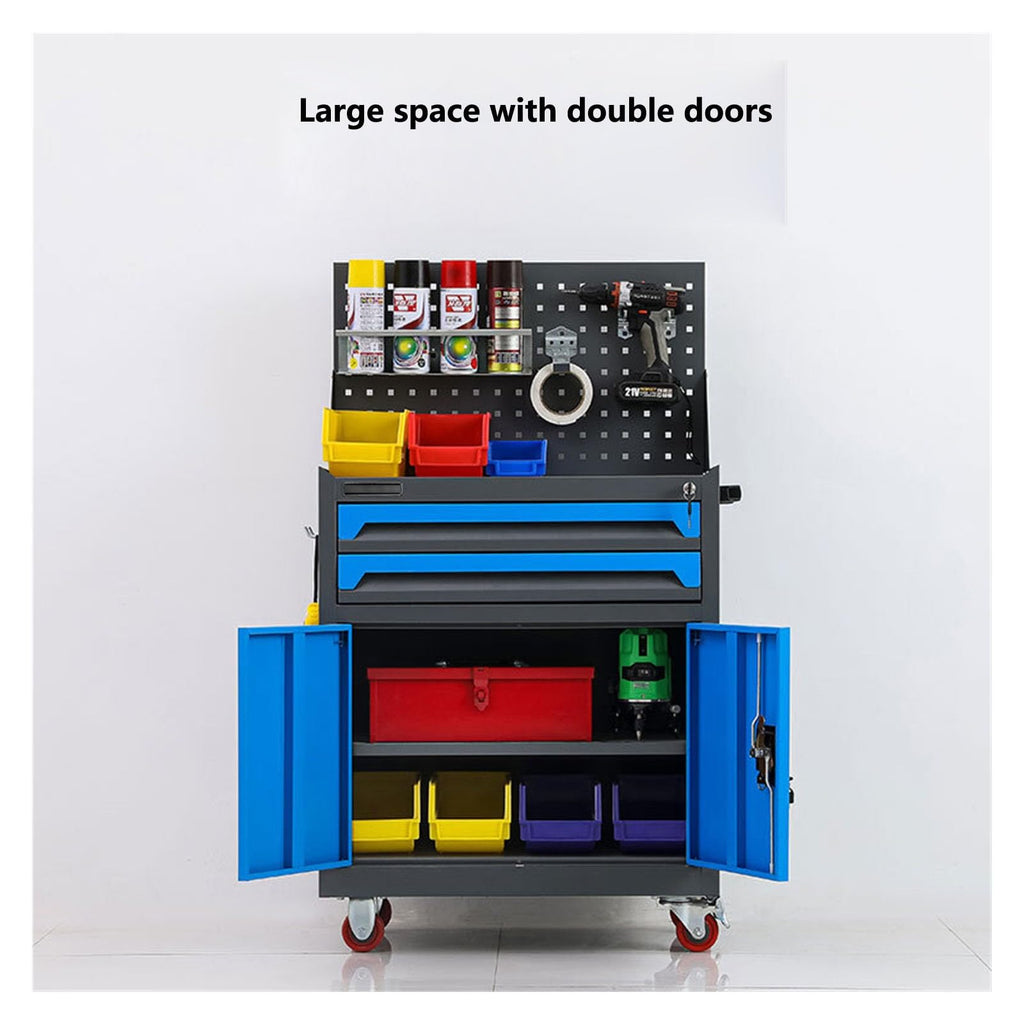 Portable 2-Drawer Rolling Tool Chest with Lockable Removable Storage Cabinet