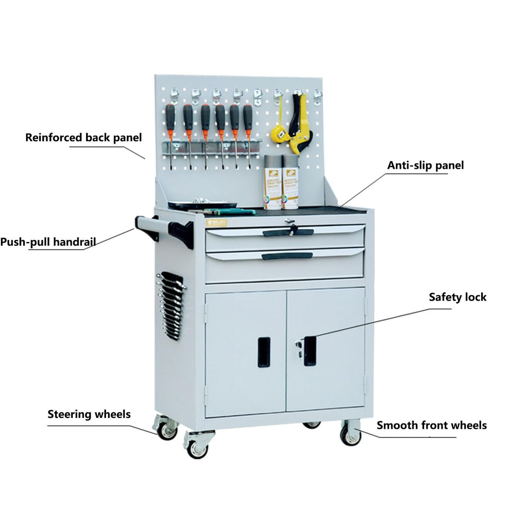 Portable Rolling Tool Chest with Drawer and High-Capacity Steel Storage Cabinet