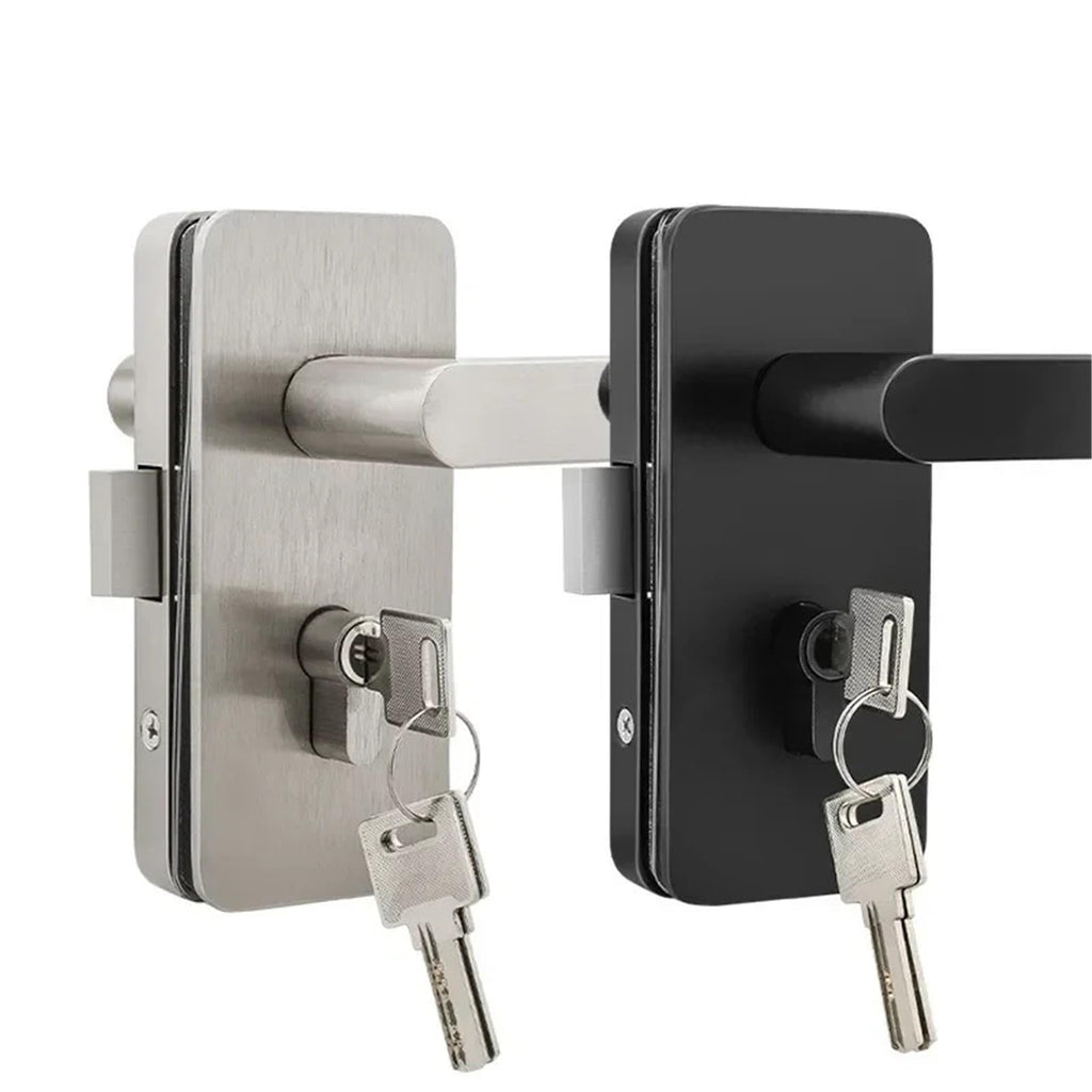 Stainless Steel Glass Door Lock with Sliding Handle for Single & Double Doors