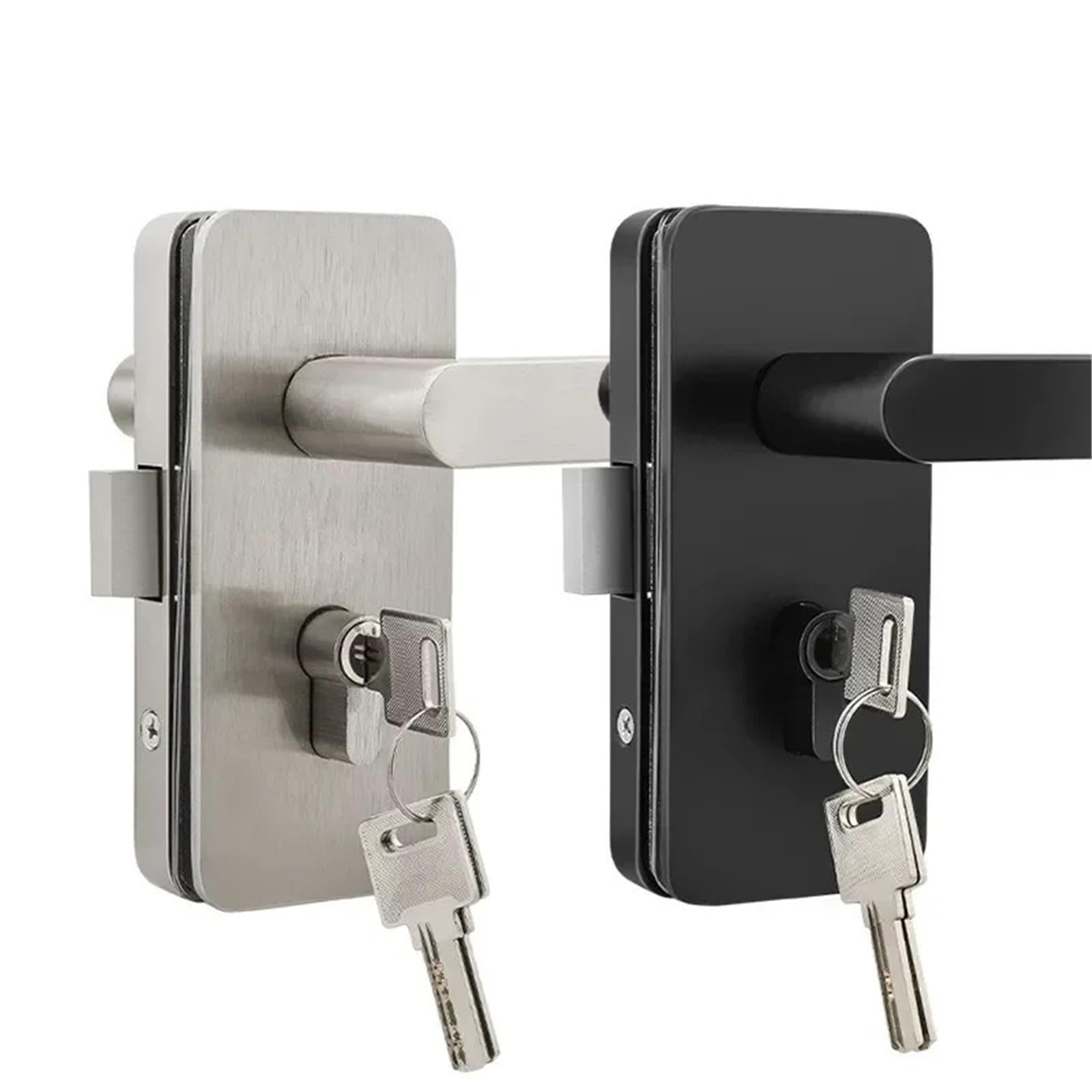 Stainless Steel Glass Door Lock with Sliding Handle for Single & Double Doors