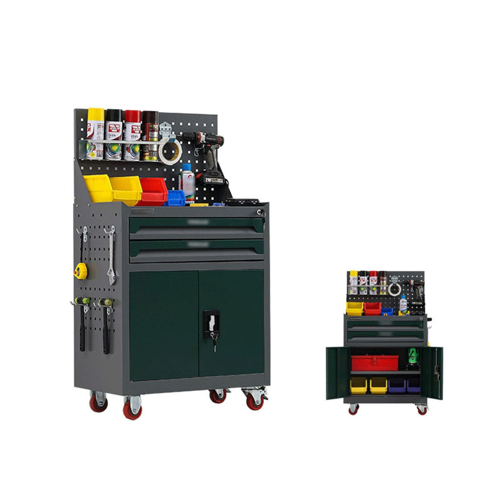 Portable 2-Drawer Rolling Tool Chest with Lockable Removable Storage Cabinet