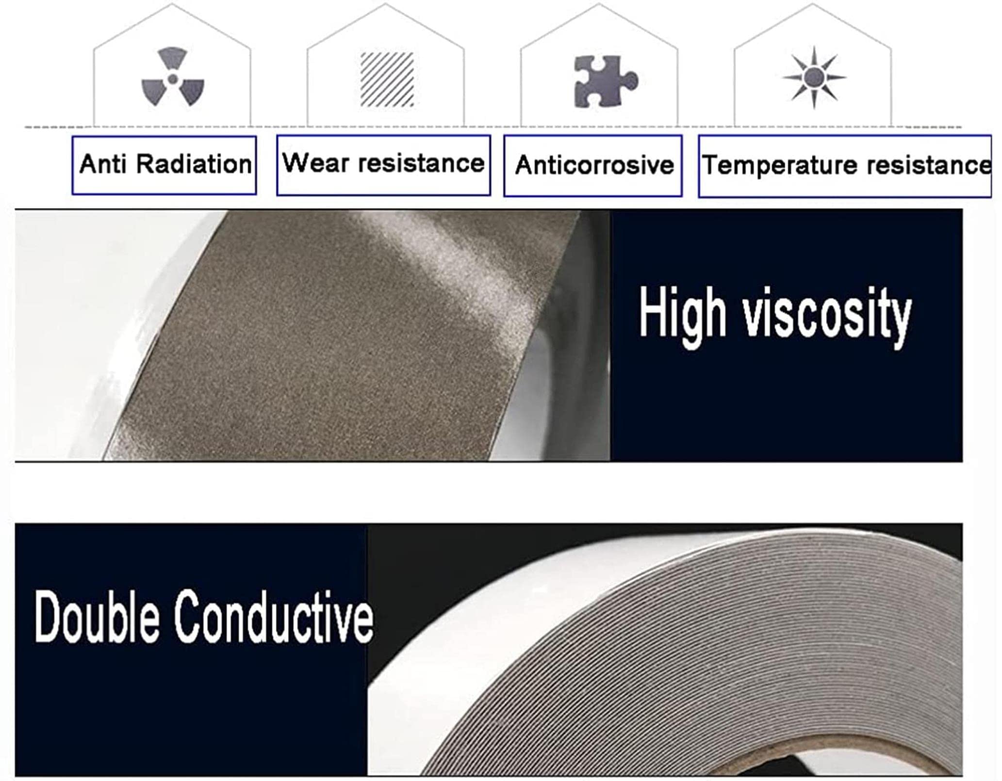 2-Pack Copper Foil Conductive Adhesive Tape 60mm x 20m for EMI, EMF & RF Shielding
