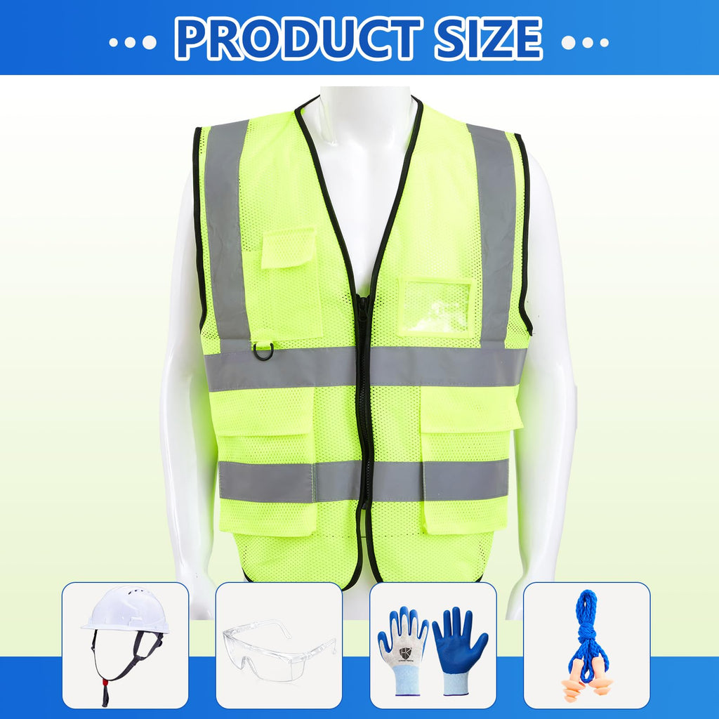 9-Piece XL Personal Protective Equipment Safety Kit with Hard Hat, Safety Glasses, Gloves, Earplugs and Reflective Vest