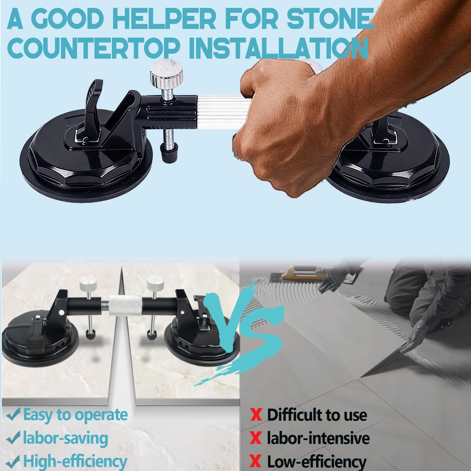 Adjustable Granite Seam Setter with Vacuum Suction Cups