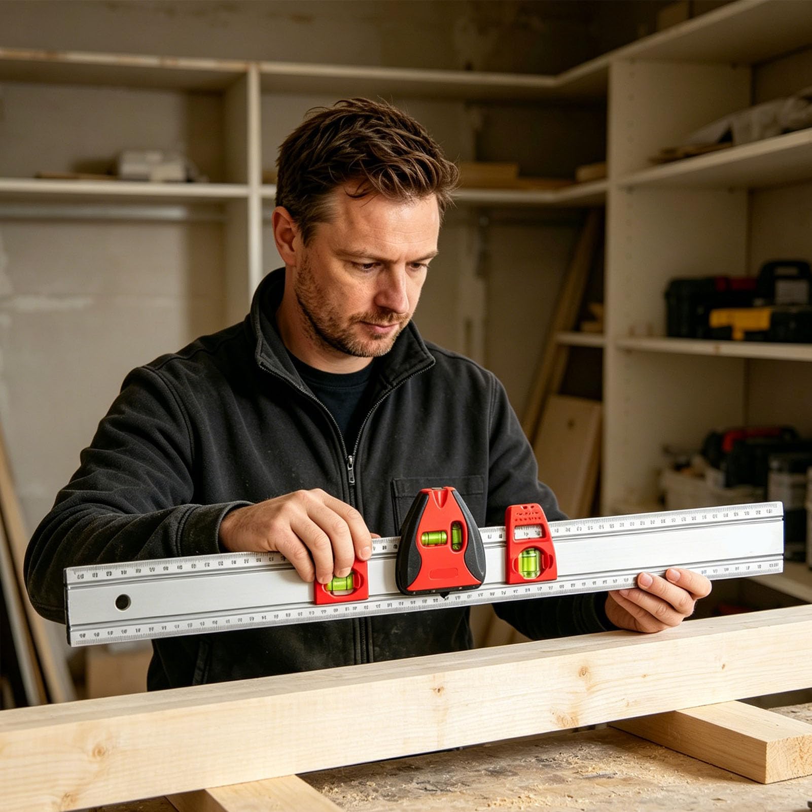 Aluminum Level Ruler with Bubble Level 60cm