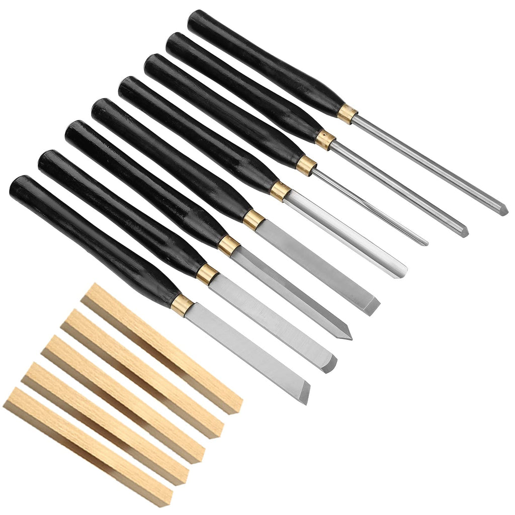 8-Piece Wood Turning Chisel Set with Wooden Storage Case