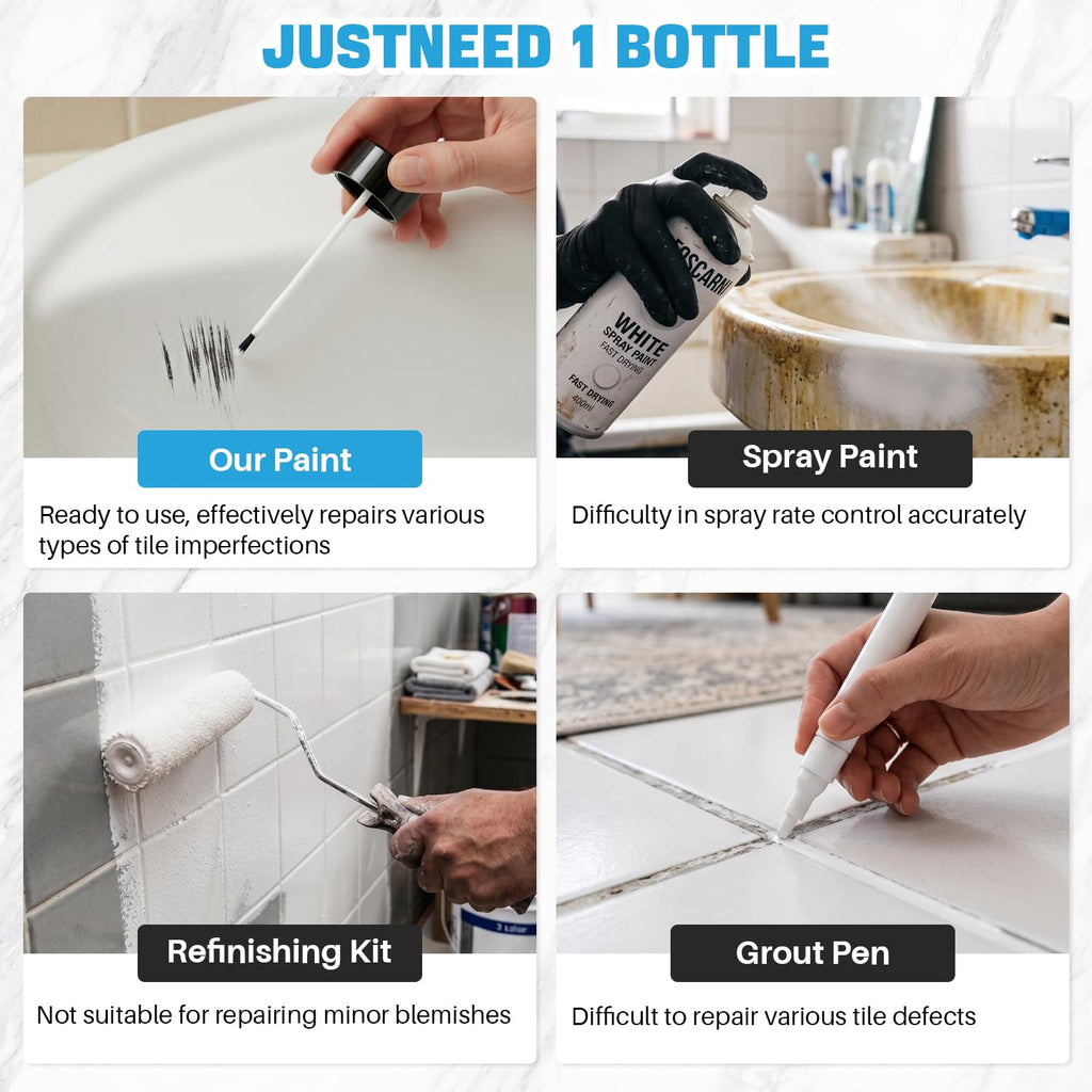 NZDWZDN Tub Paint,High-Gloss White Touch Up Paint for Tile, Bathtub