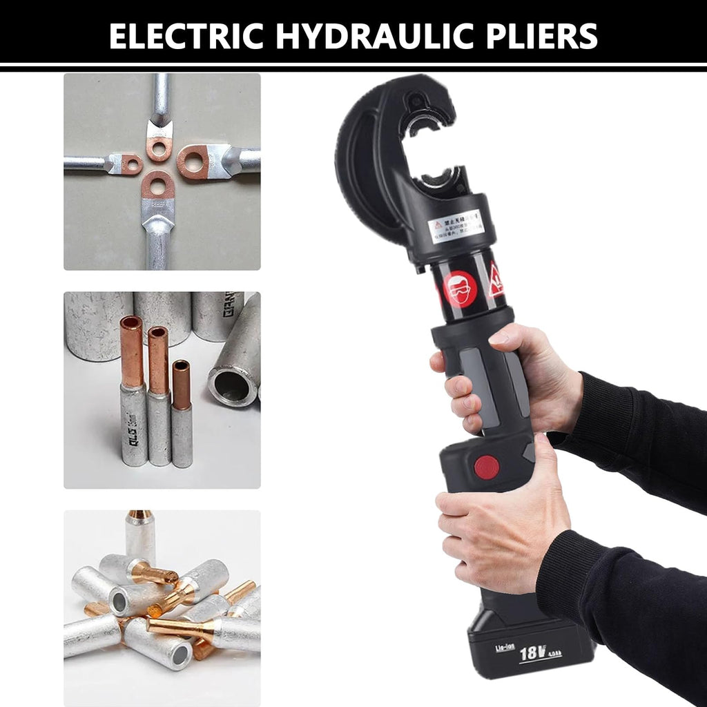 Battery Powered Hydraulic Wire Cable Crimping Tool Kit with 12 Crimping Dies