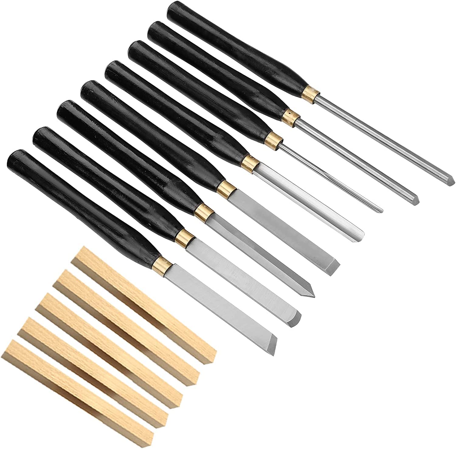 8-Piece Wood Turning Chisel Set with Wooden Storage Case