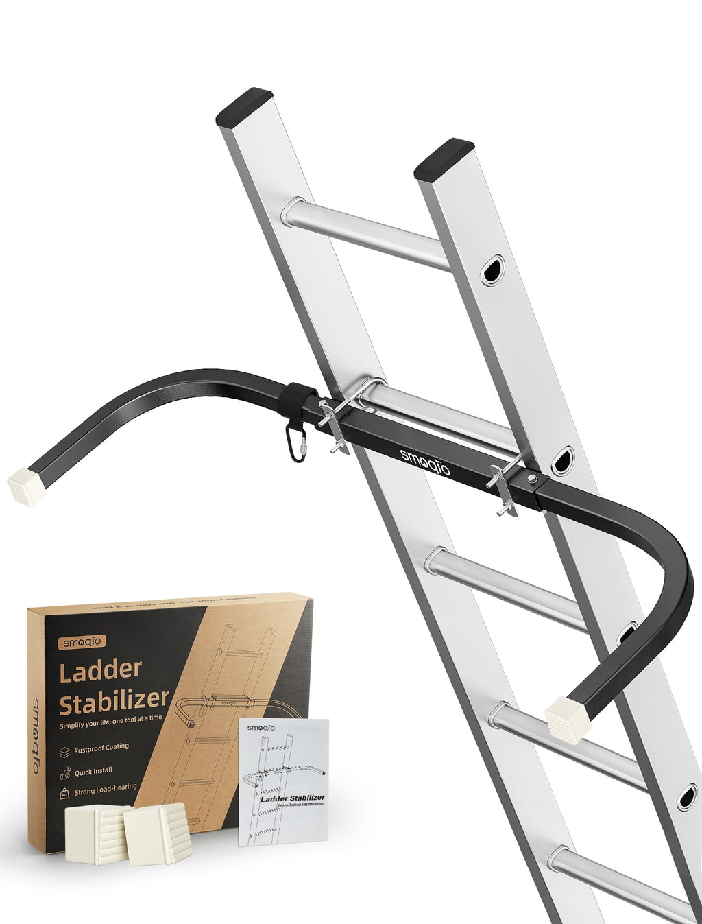 SMOQIO Ladder Stabilizer, Adjustable 37''/41'' Ladder Standoff for Gutter