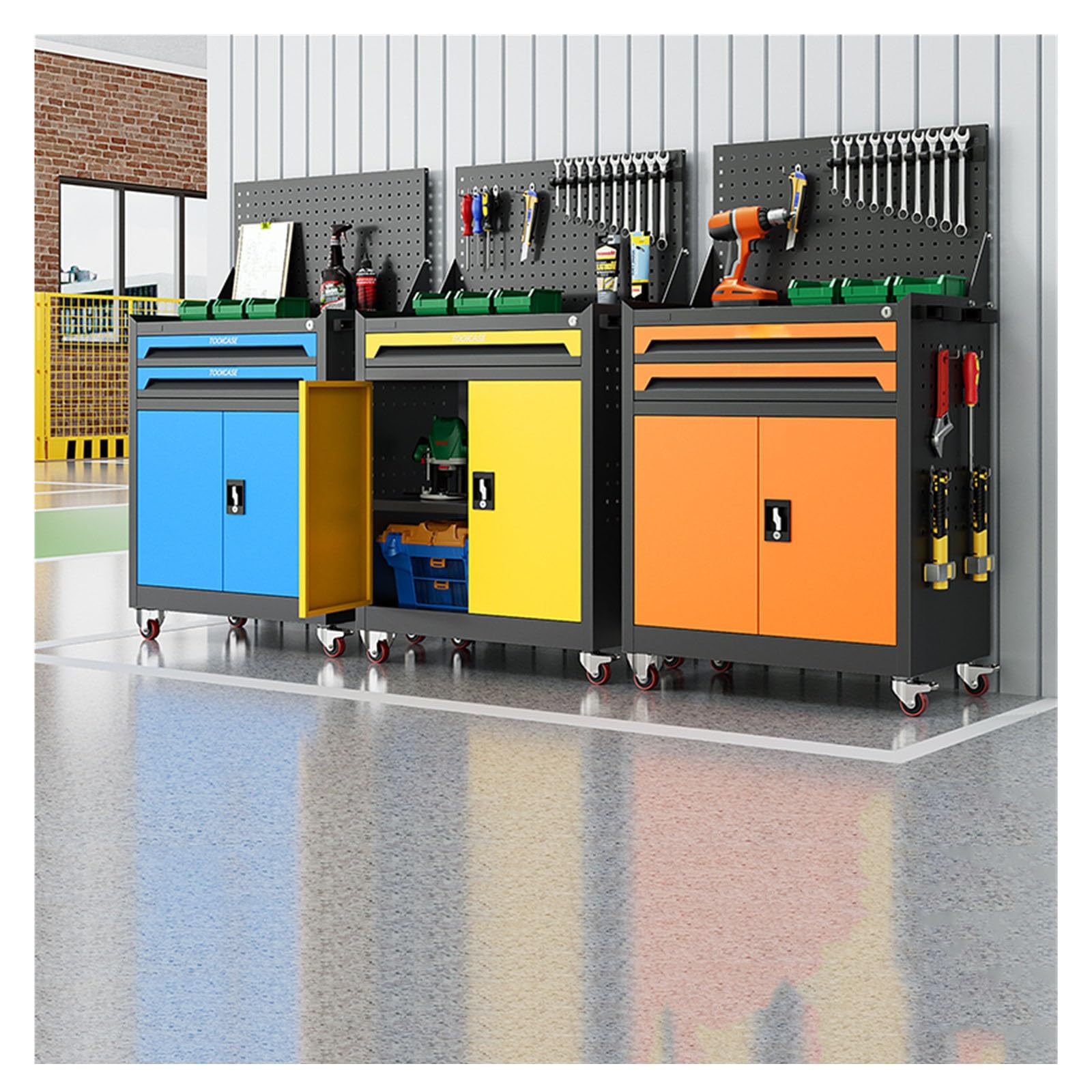 Portable 2-Drawer Rolling Tool Chest with Lockable Removable Storage Cabinet