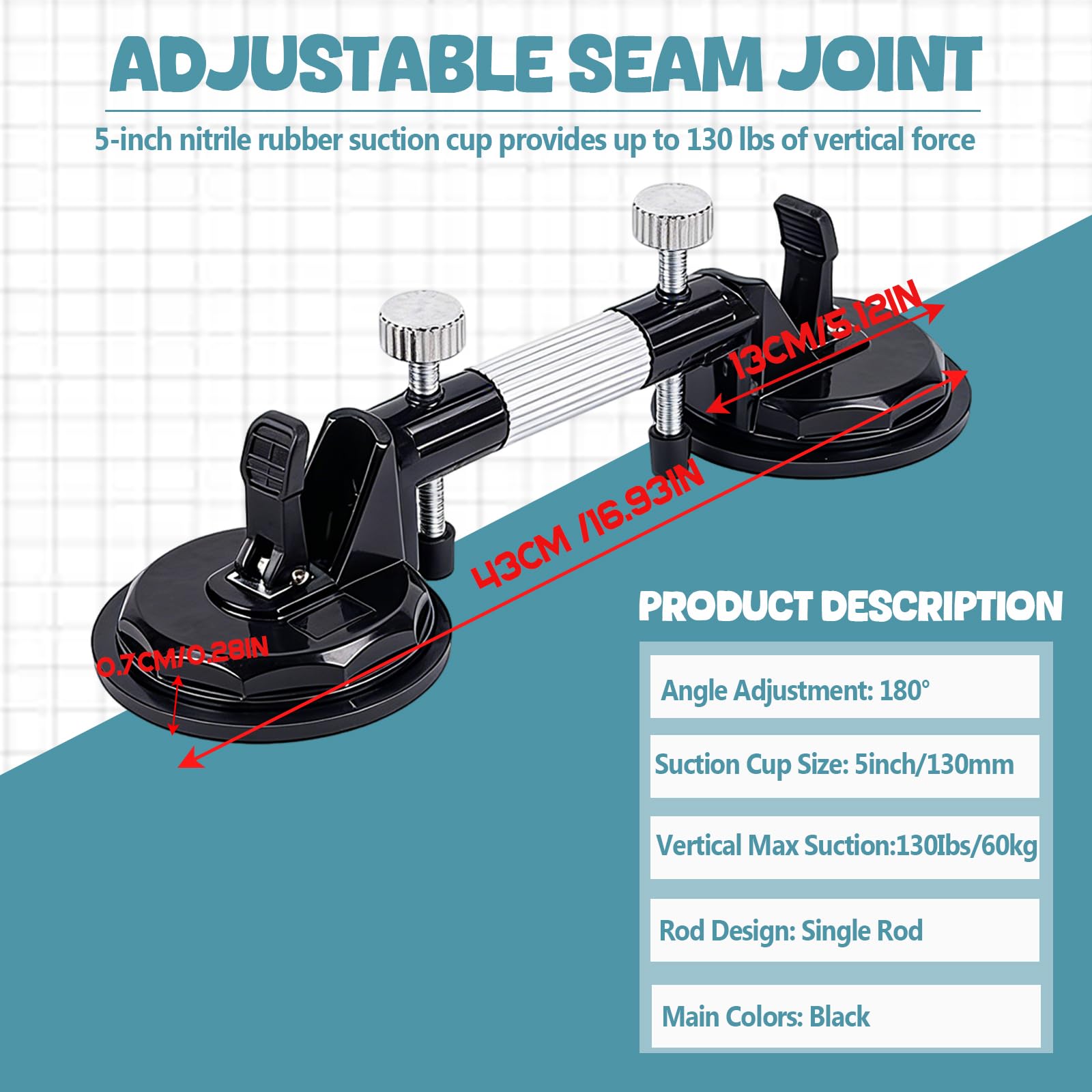 Adjustable Granite Seam Setter with Vacuum Suction Cups