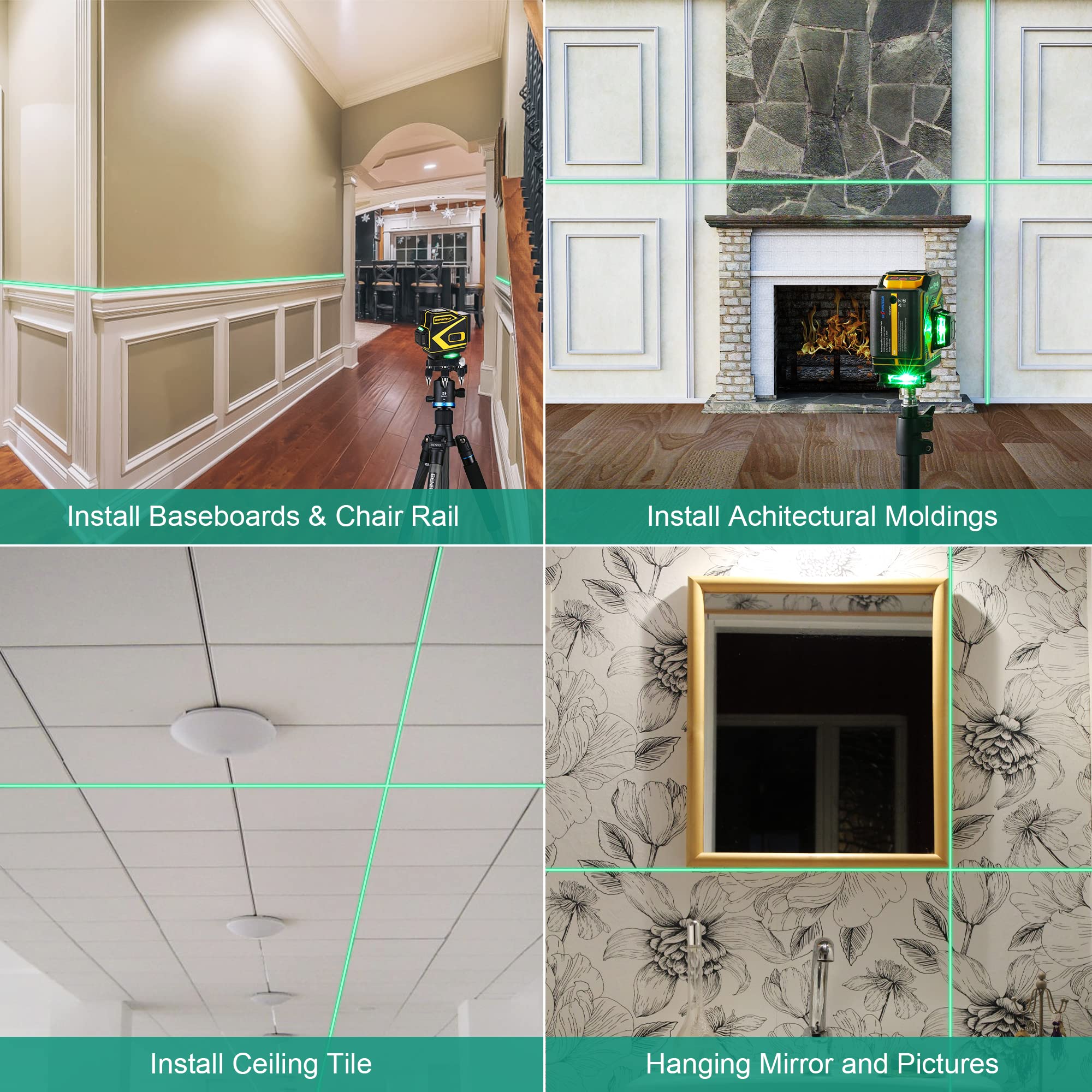 360° Self-Leveling Tile Laser Level for Floor, Wall & Ceiling Installation