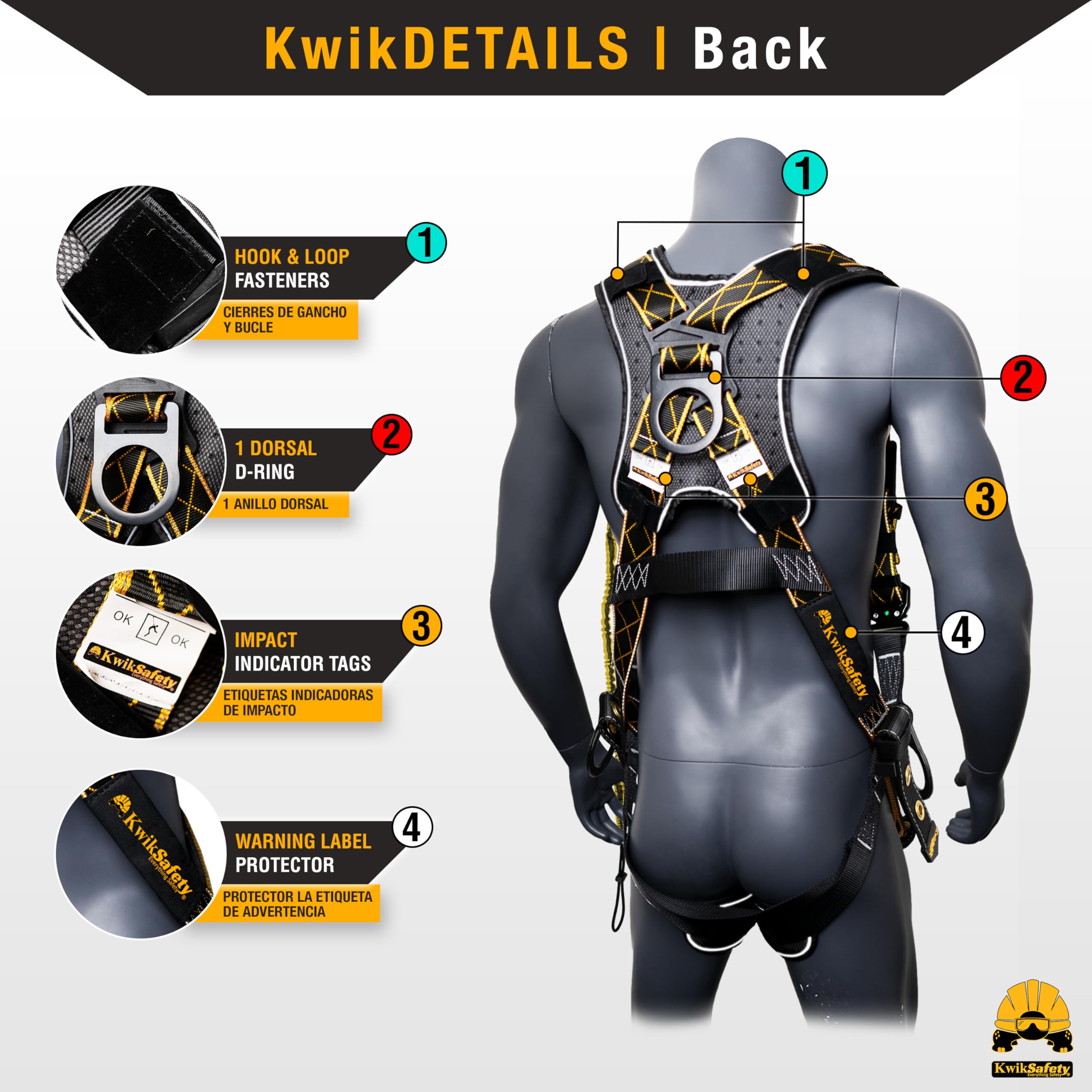 Full Body Safety Harness with 3 D-Rings ANSI OSHA Fall Protection Kit