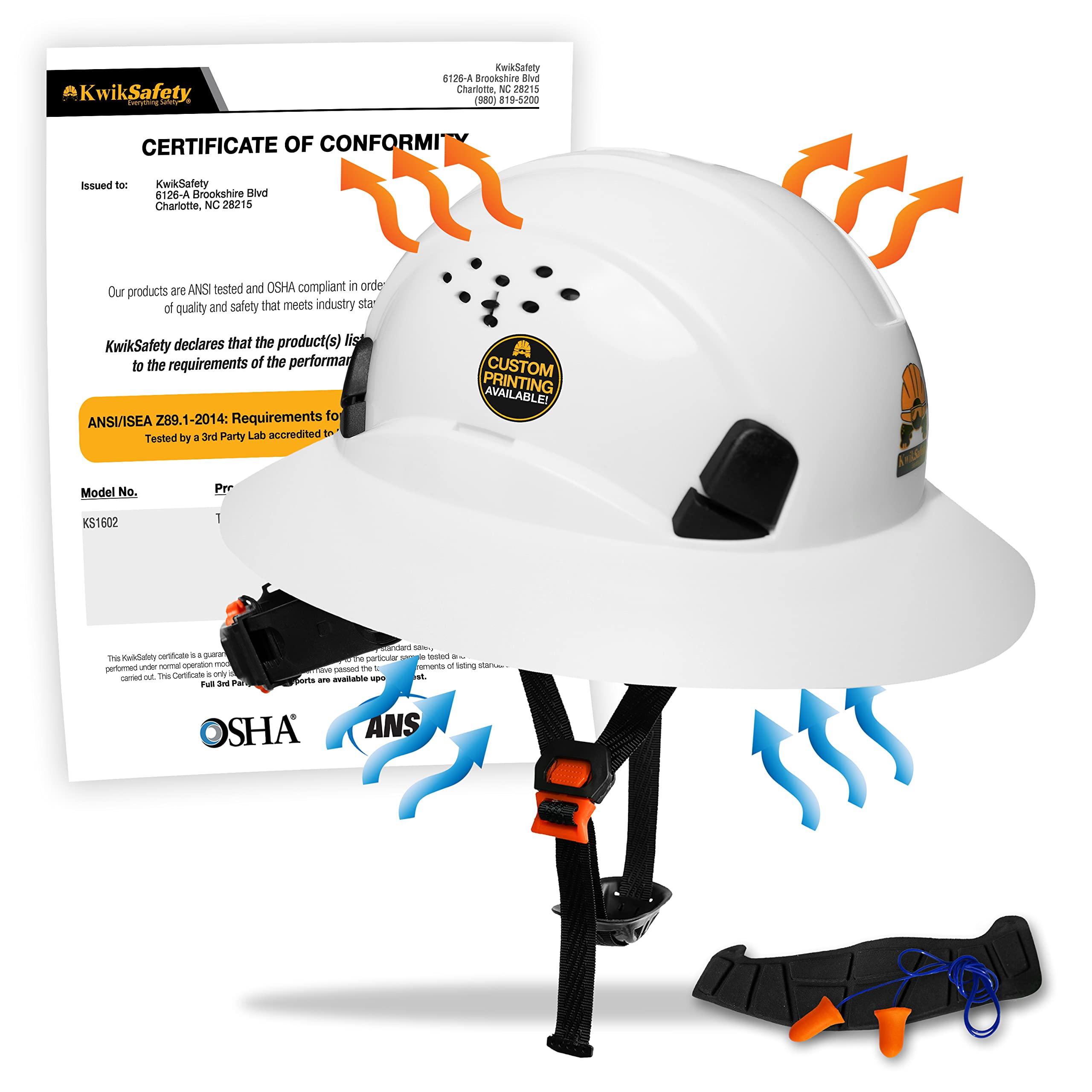 ANSI OSHA Type 1 Class C Hard Hat Available in Full Brim, Cap Style or Climbing Style
