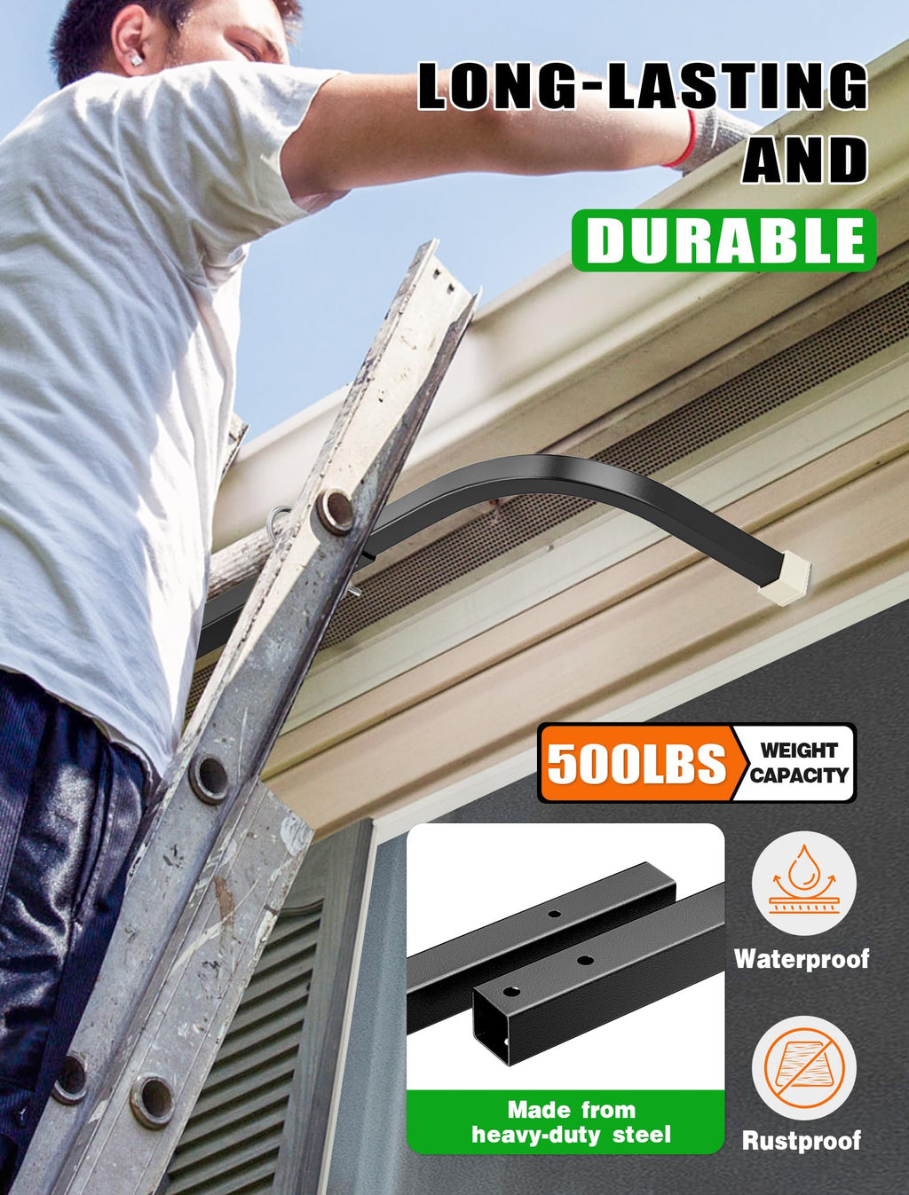 SMOQIO Ladder Stabilizer, Adjustable 37''/41'' Ladder Standoff for Gutter