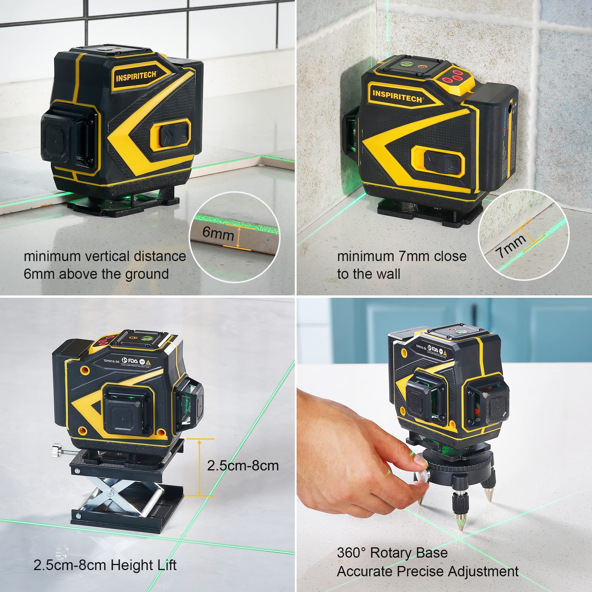360° Self-Leveling Tile Laser Level for Floor, Wall & Ceiling Installation