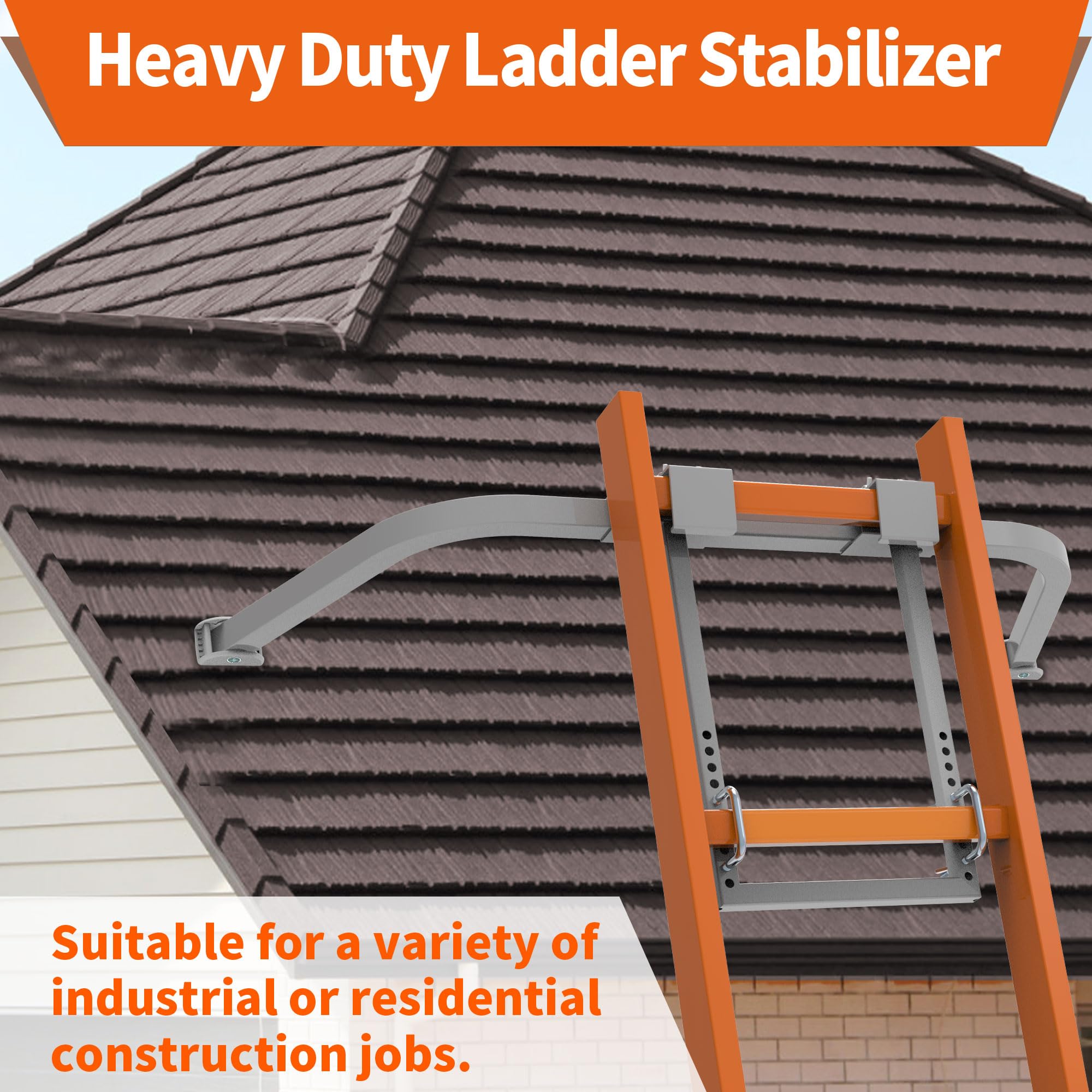 Heavy Duty Ladder Stabilizer with Anti-Slip Rubber Feet for Gutter Cleaning and Wall Protection