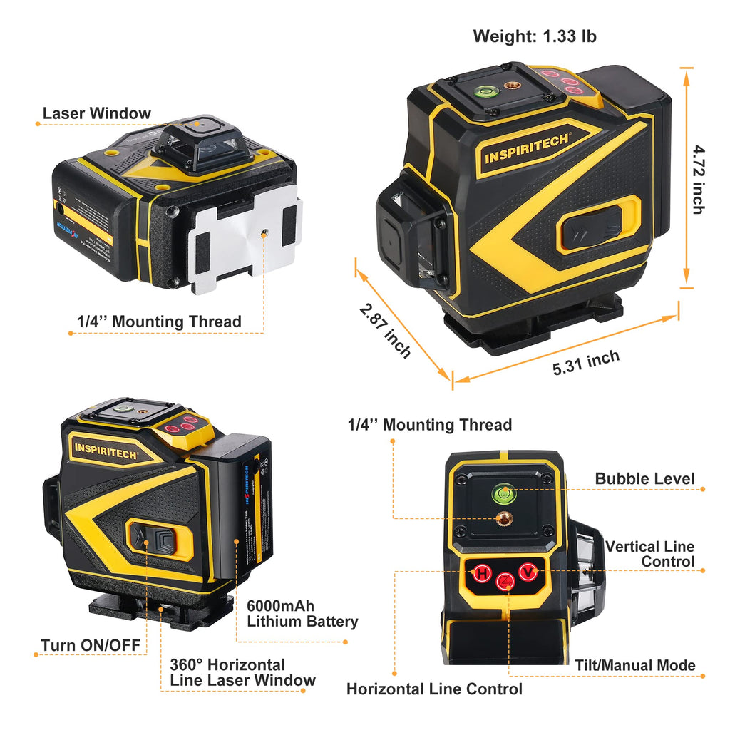 360° Self-Leveling Tile Laser Level for Floor, Wall & Ceiling Installation