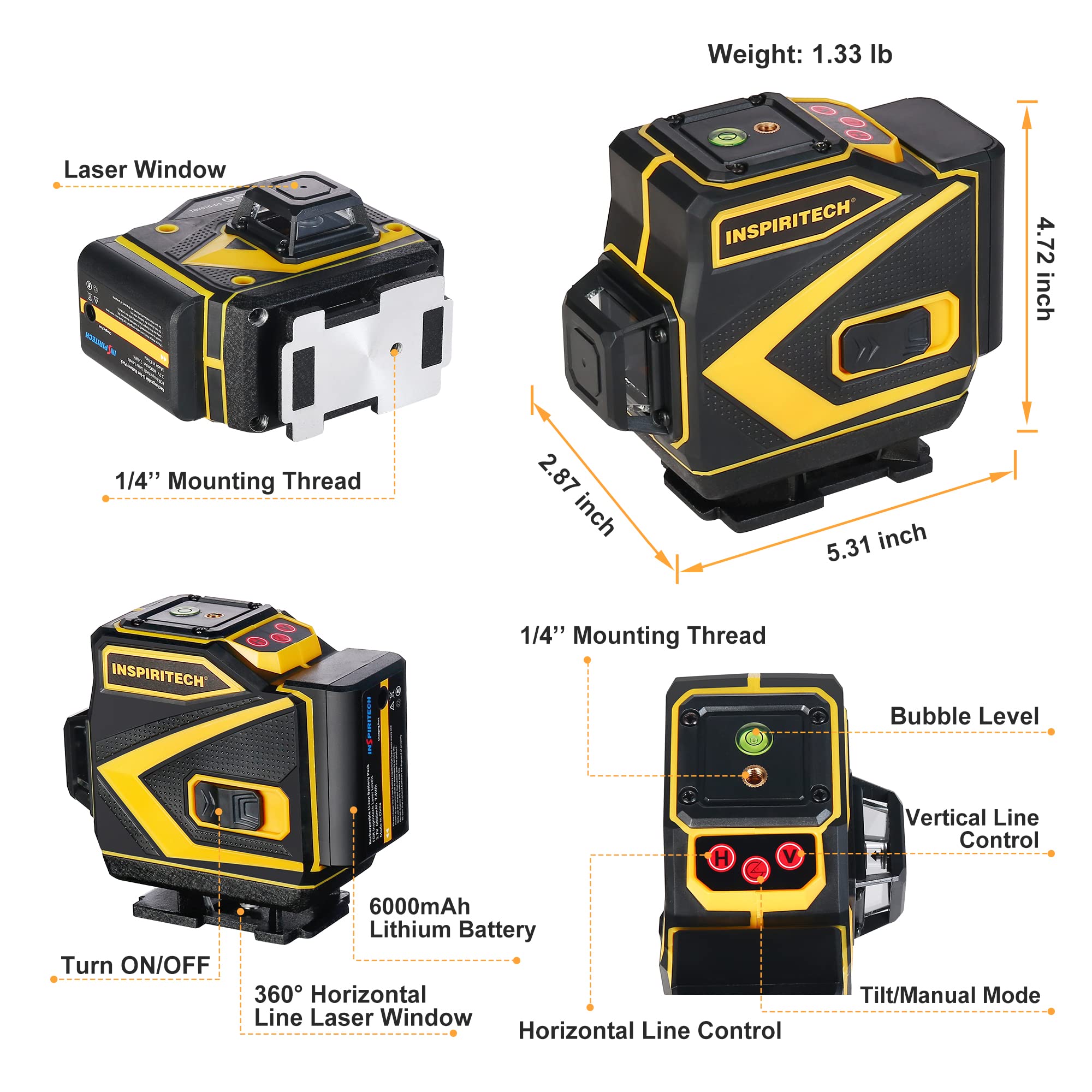 360° Self-Leveling Tile Laser Level for Floor, Wall & Ceiling Installation