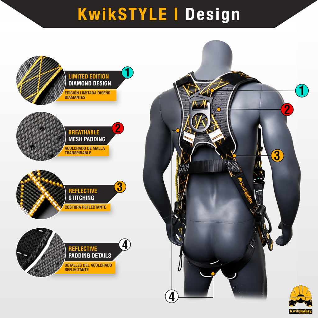 Full Body Safety Harness with 3 D-Rings ANSI OSHA Fall Protection Kit