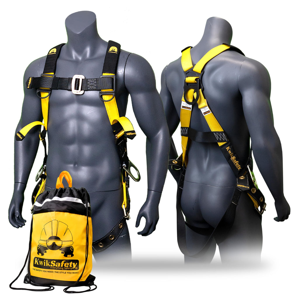 Full Body Safety Harness with 3 D-Rings ANSI OSHA Fall Protection Kit