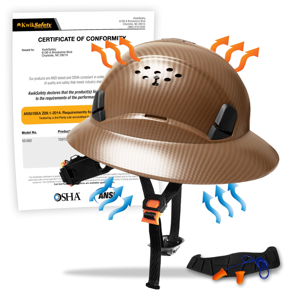 ANSI OSHA Type 1 Class C Hard Hat Available in Full Brim, Cap Style or Climbing Style