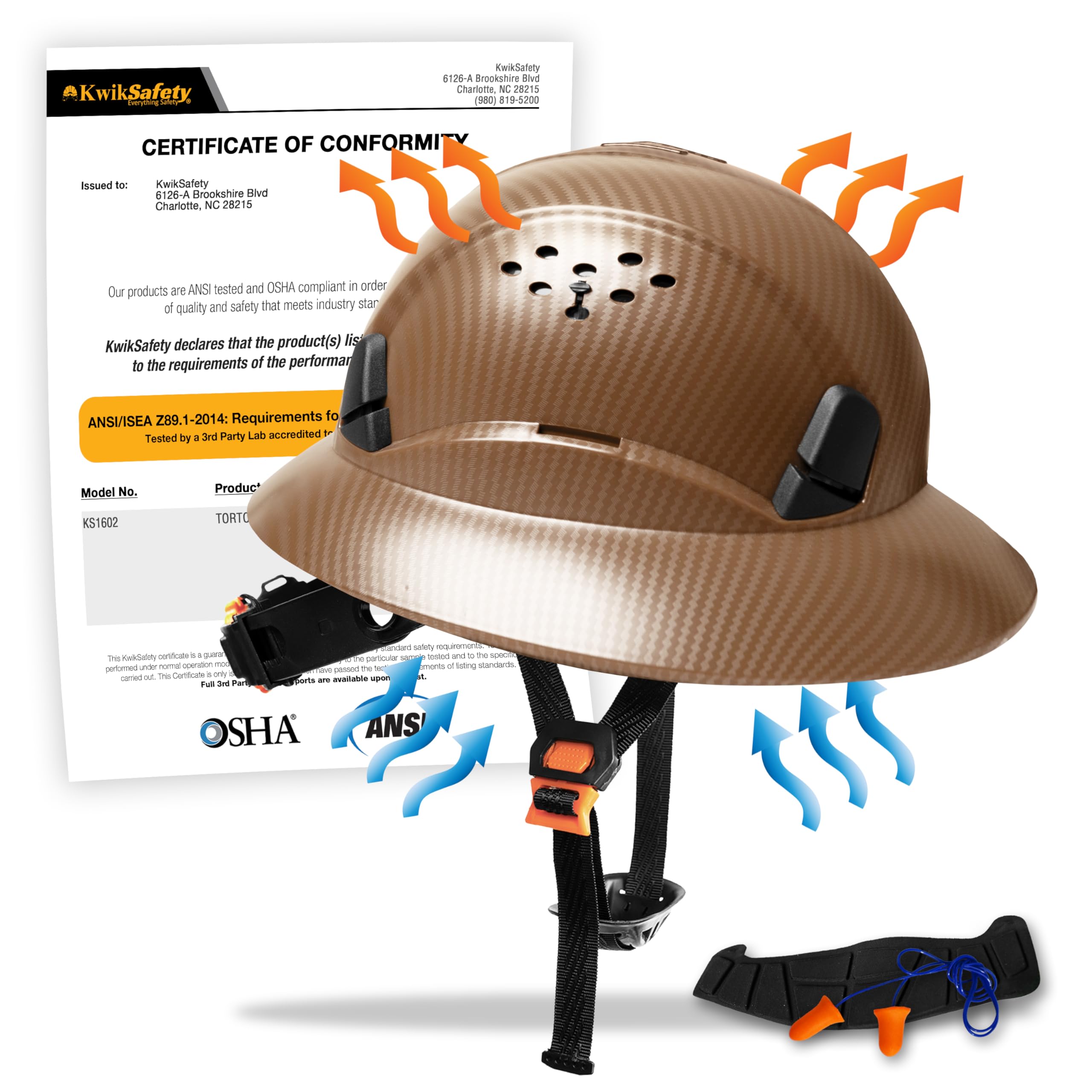 ANSI OSHA Type 1 Class C Hard Hat Available in Full Brim, Cap Style or Climbing Style