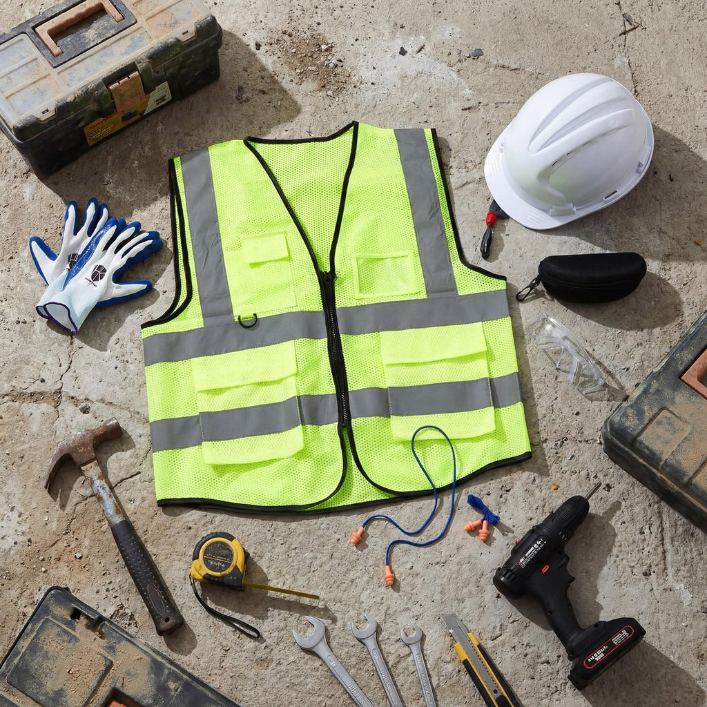 9-Piece XL Personal Protective Equipment Safety Kit with Hard Hat, Safety Glasses, Gloves, Earplugs and Reflective Vest