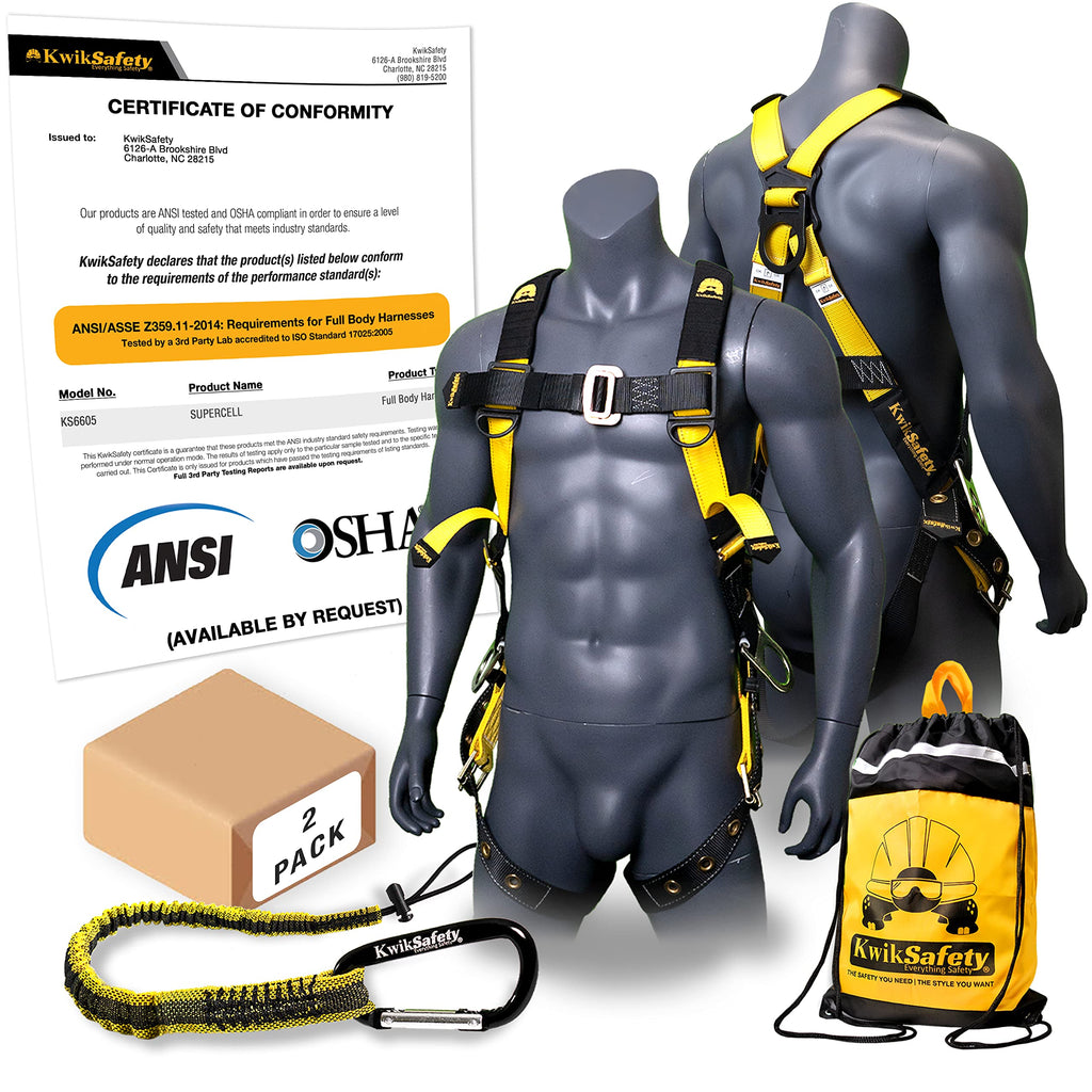 Full Body Safety Harness with 3 D-Rings ANSI OSHA Fall Protection Kit